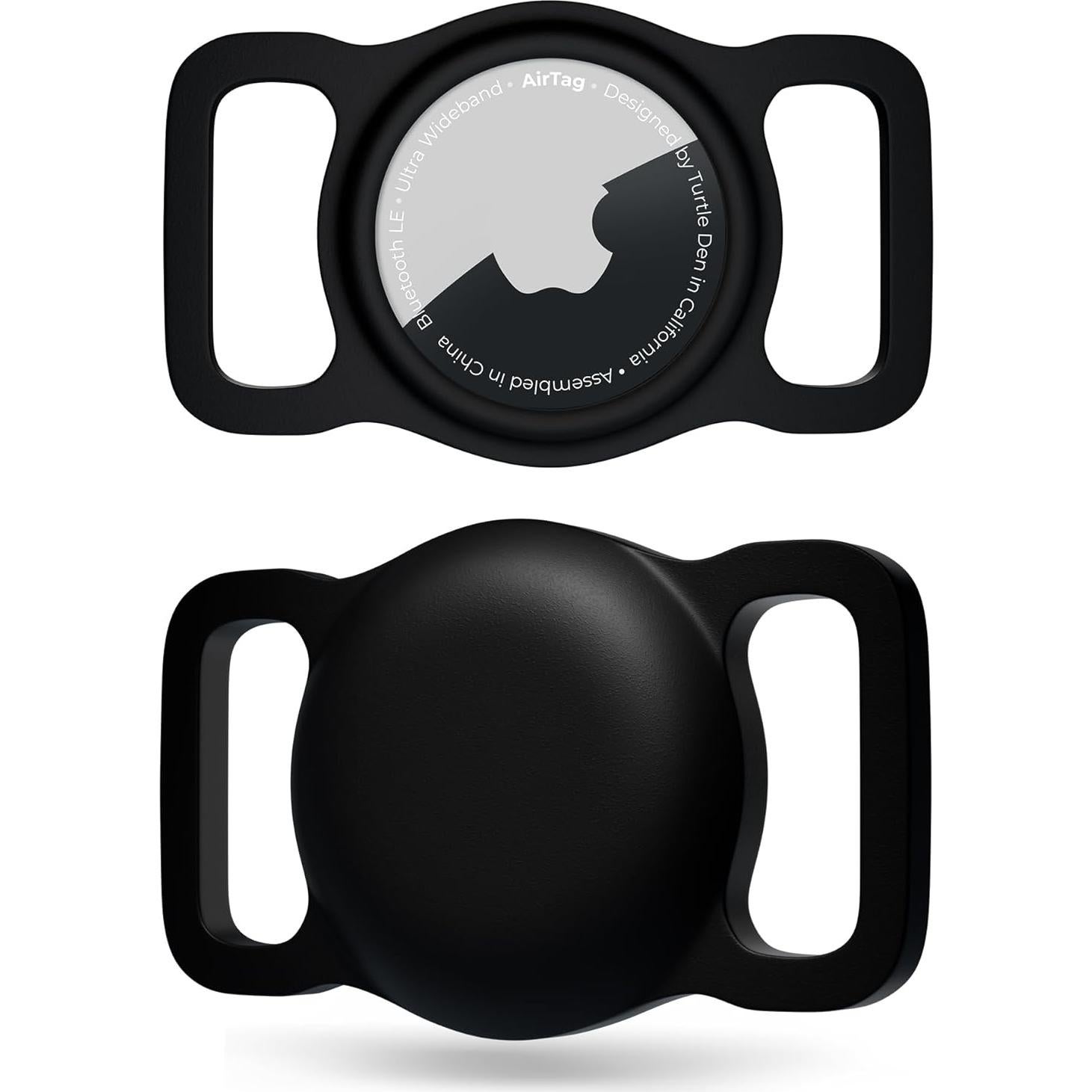 Soporte para Collar de Perro AirTag Turtle Den - 2 Paquete Negro
