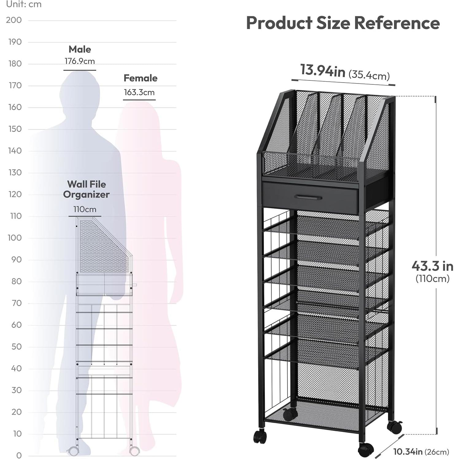 Carro de Archivos Rodante SWTYMIKI 9 Niveles Negro