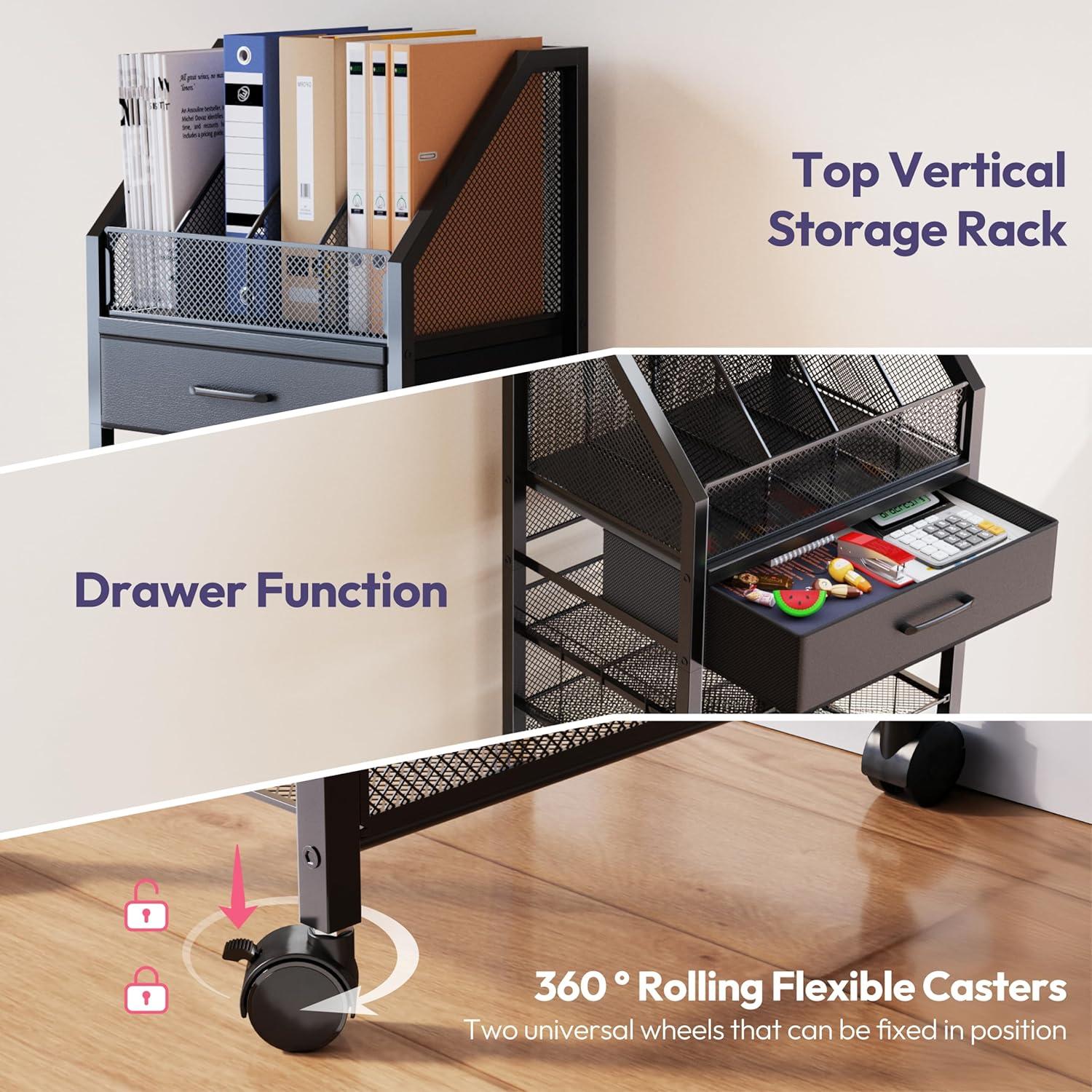 Carro de Archivos Rodante SWTYMIKI 9 Niveles Negro