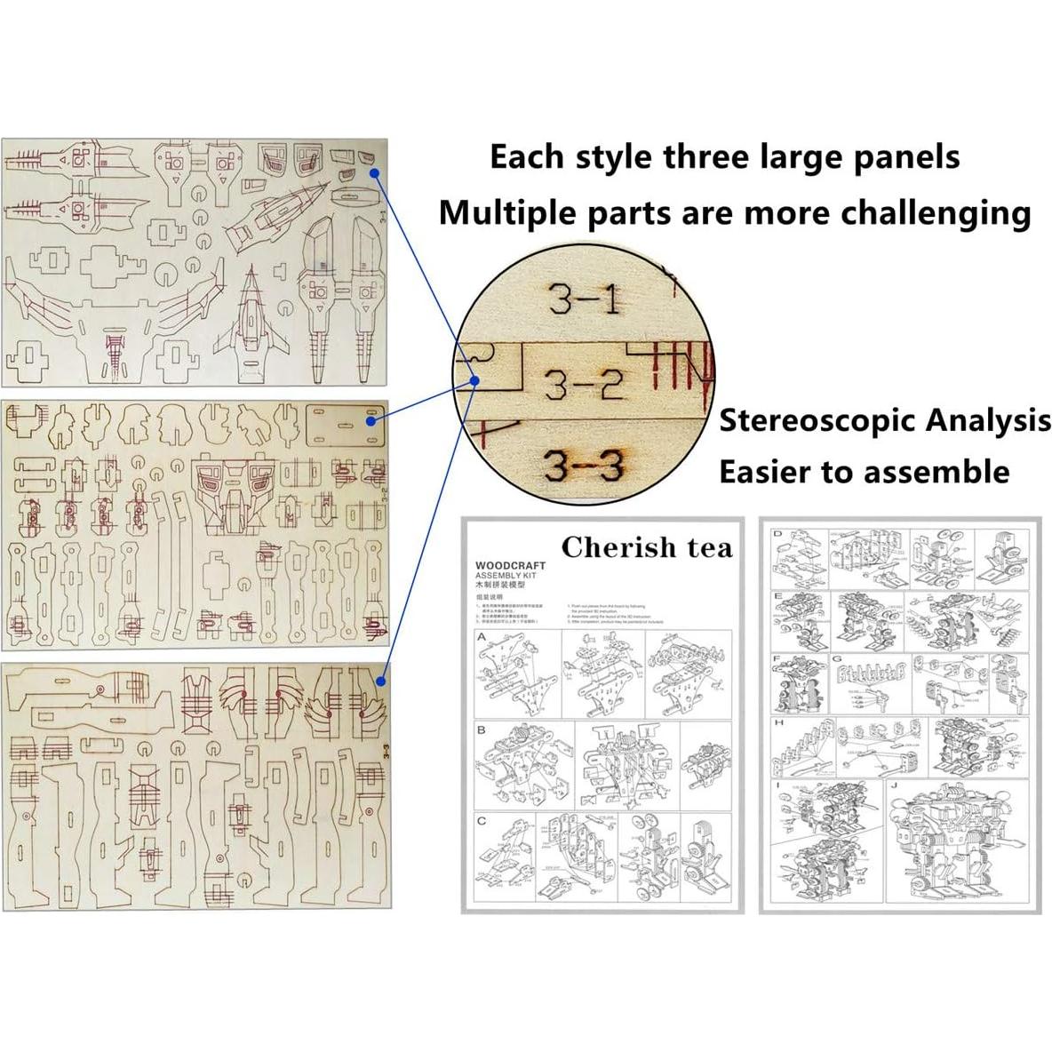Rompecabezas 3D de Robot de Madera Cherish tea CH-208L
