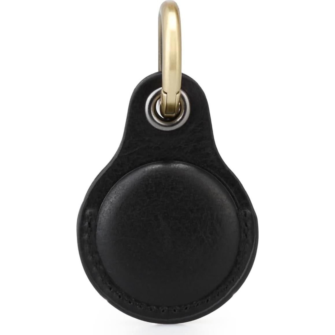 Funda de Cuero Genuino para Airtag Apple - Negro, Resistente al Agua