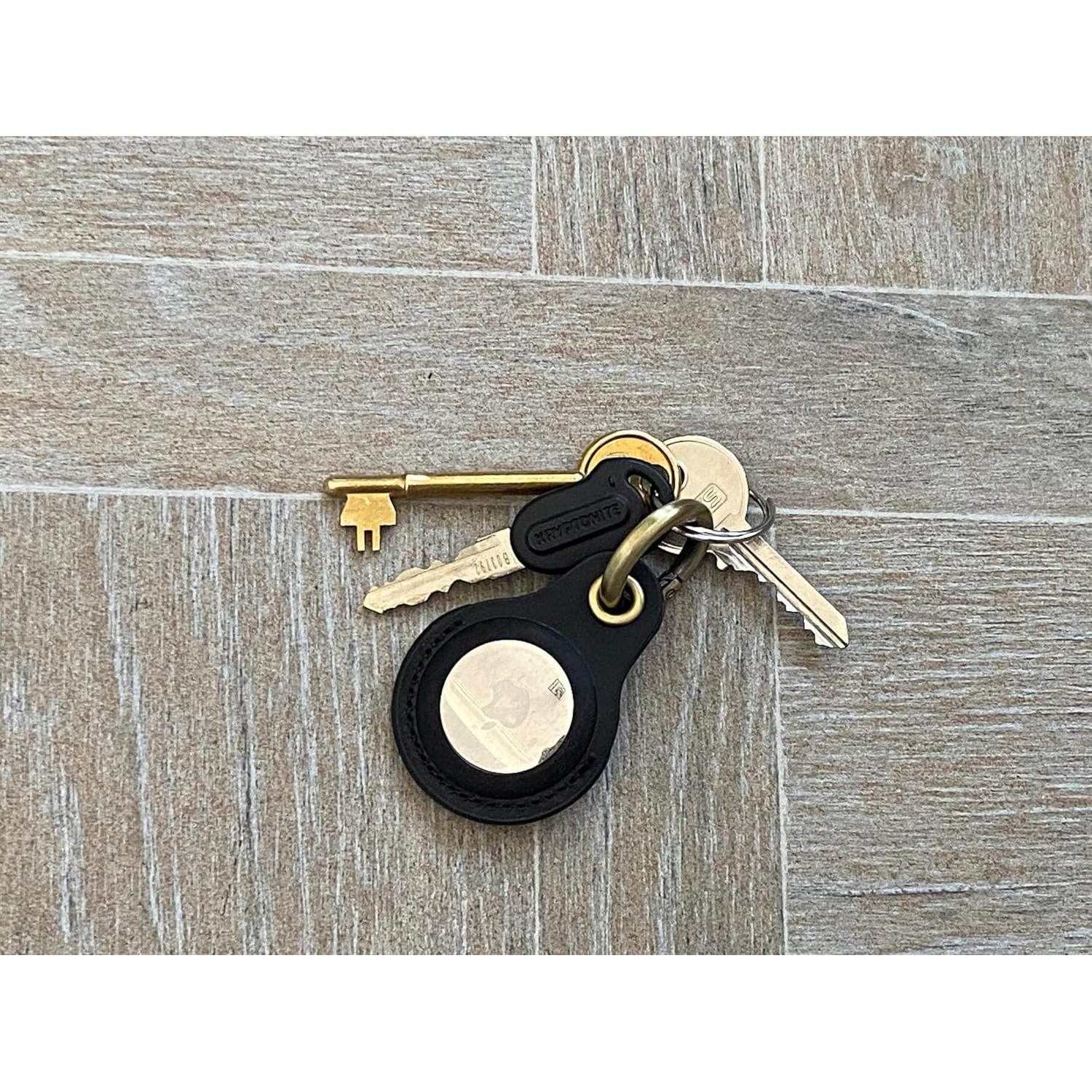 Funda de Cuero Genuino para Airtag Apple - Negro, Resistente al Agua