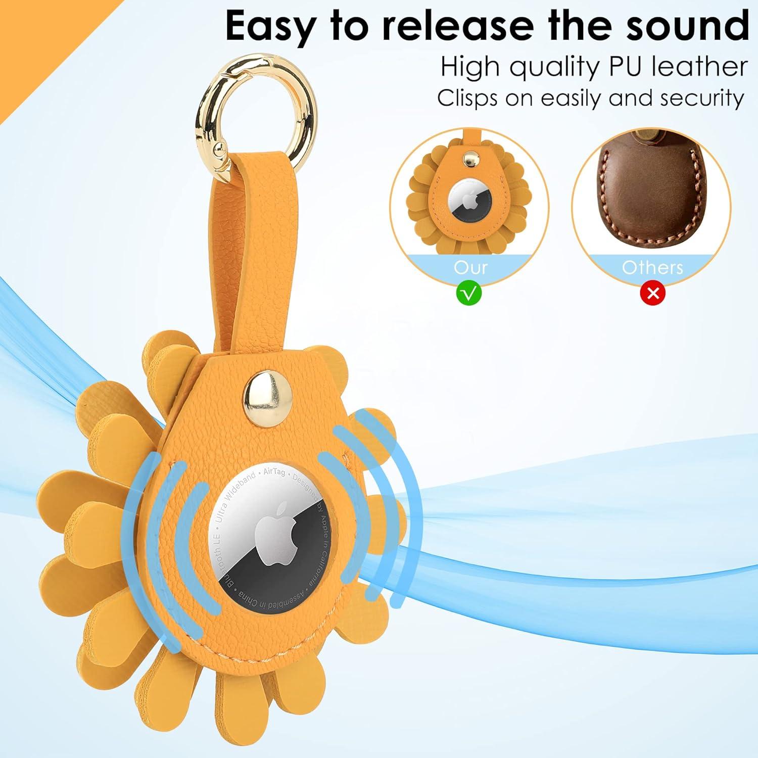 Funda de AirTag de Cuero PU con Diseño Floral - 2 Piezas