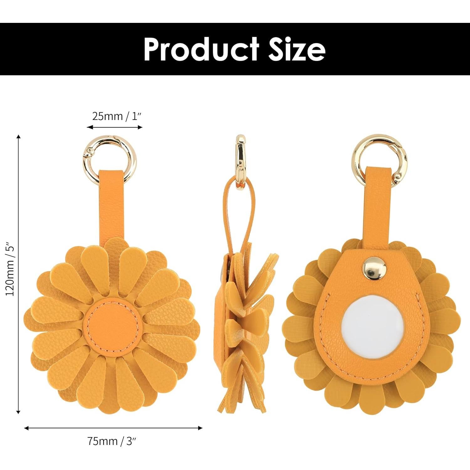 Funda de AirTag de Cuero PU con Diseño Floral - 2 Piezas