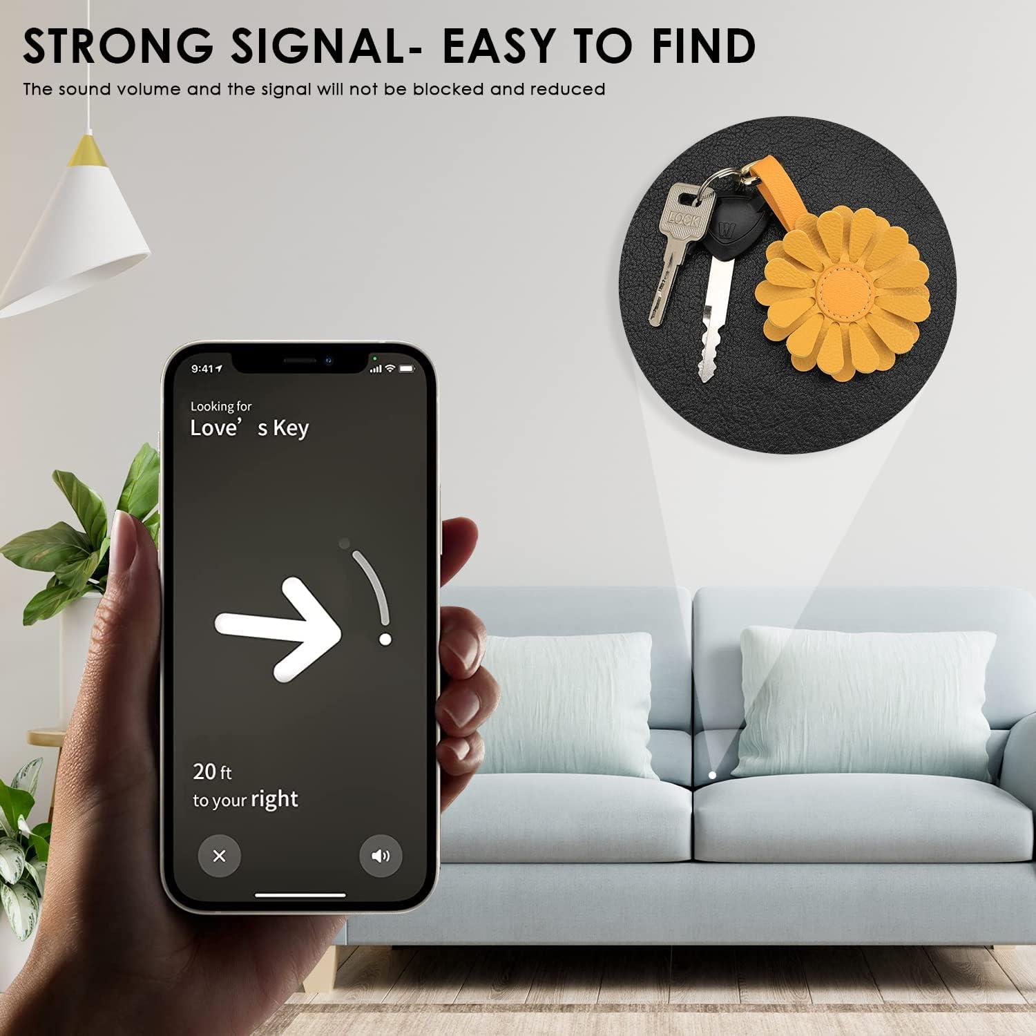 Funda de AirTag de Cuero PU con Diseño Floral - 2 Piezas