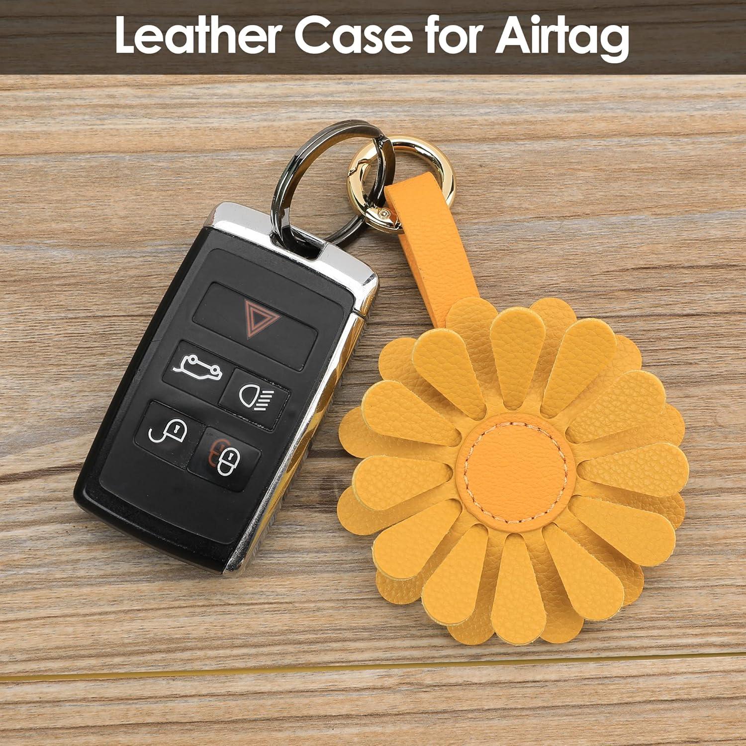 Funda de AirTag de Cuero PU con Diseño Floral - 2 Piezas