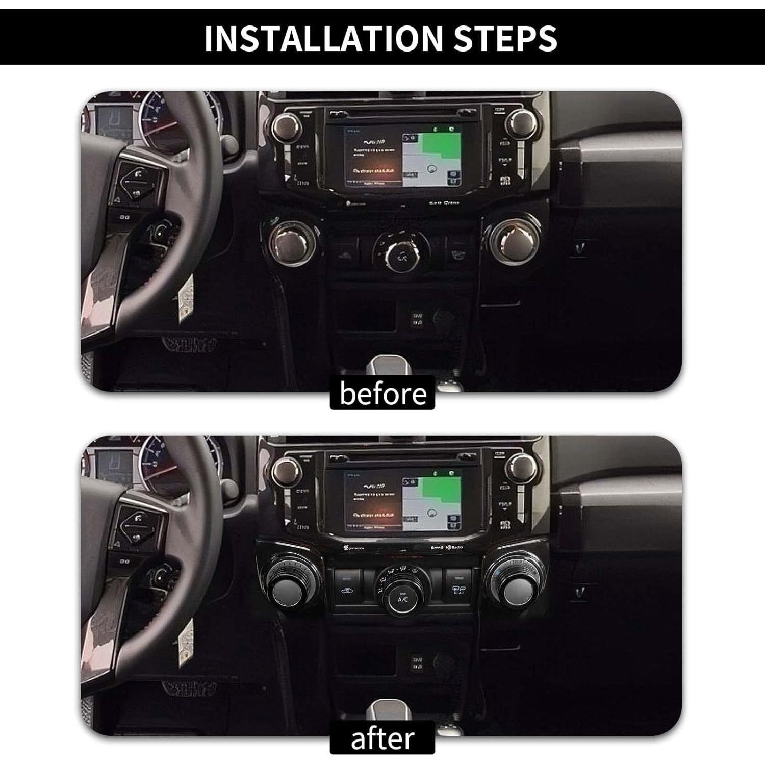 JeCar Air Conditioning Switch Knob Cover Aluminum Alloy Accessory Decoration Trim Compatible with Toyota 4Runner 2010-2020, Black, 3PCs