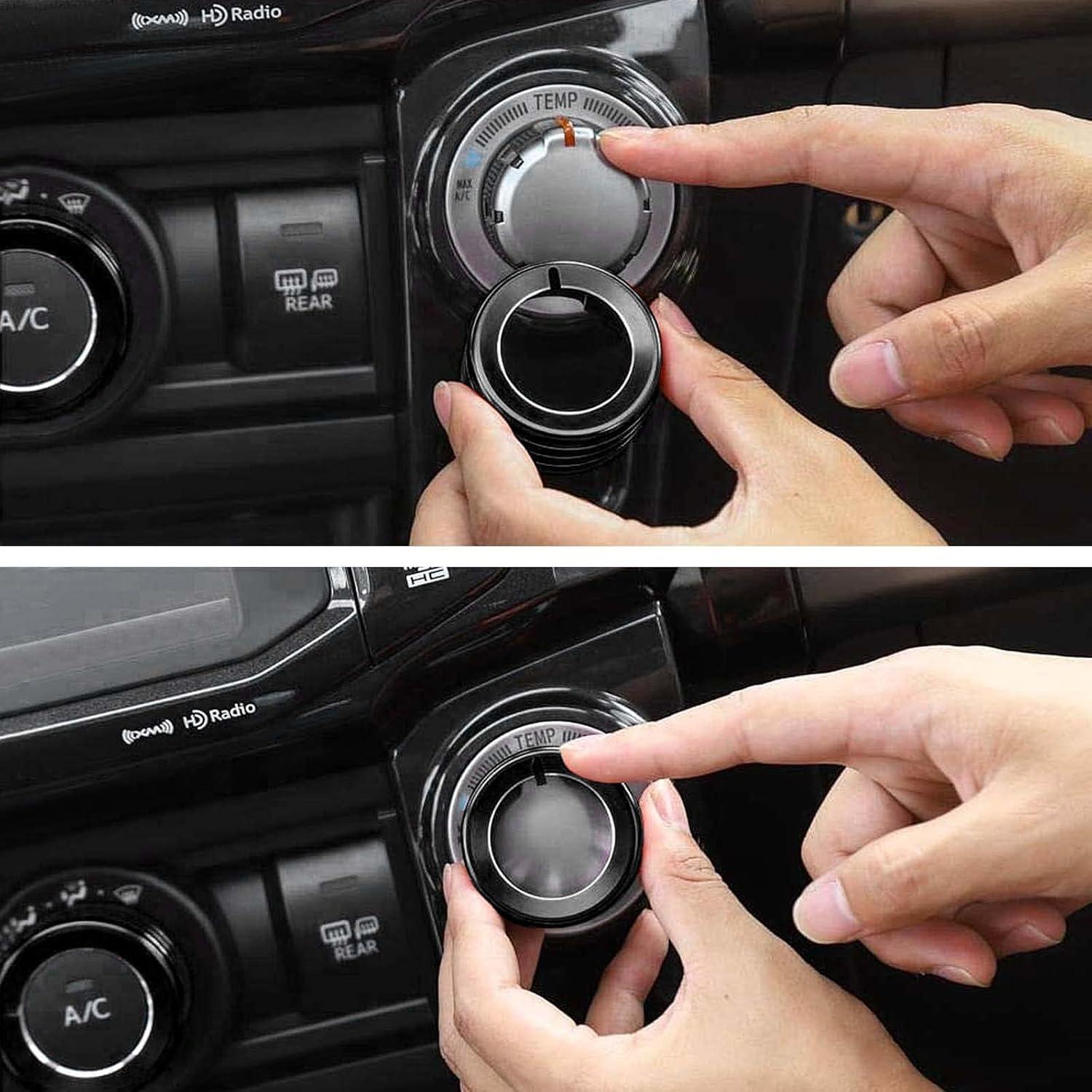 JeCar Air Conditioning Switch Knob Cover Aluminum Alloy Accessory Decoration Trim Compatible with Toyota 4Runner 2010-2020, Black, 3PCs