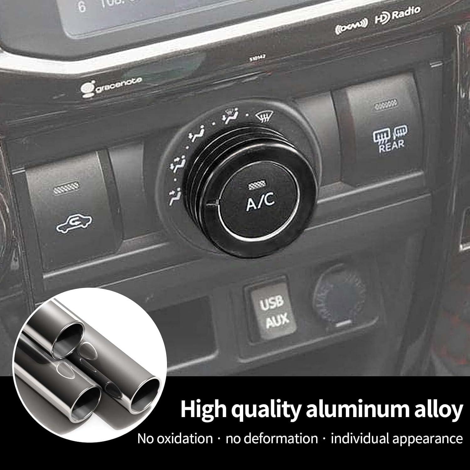 JeCar Air Conditioning Switch Knob Cover Aluminum Alloy Accessory Decoration Trim Compatible with Toyota 4Runner 2010-2020, Black, 3PCs