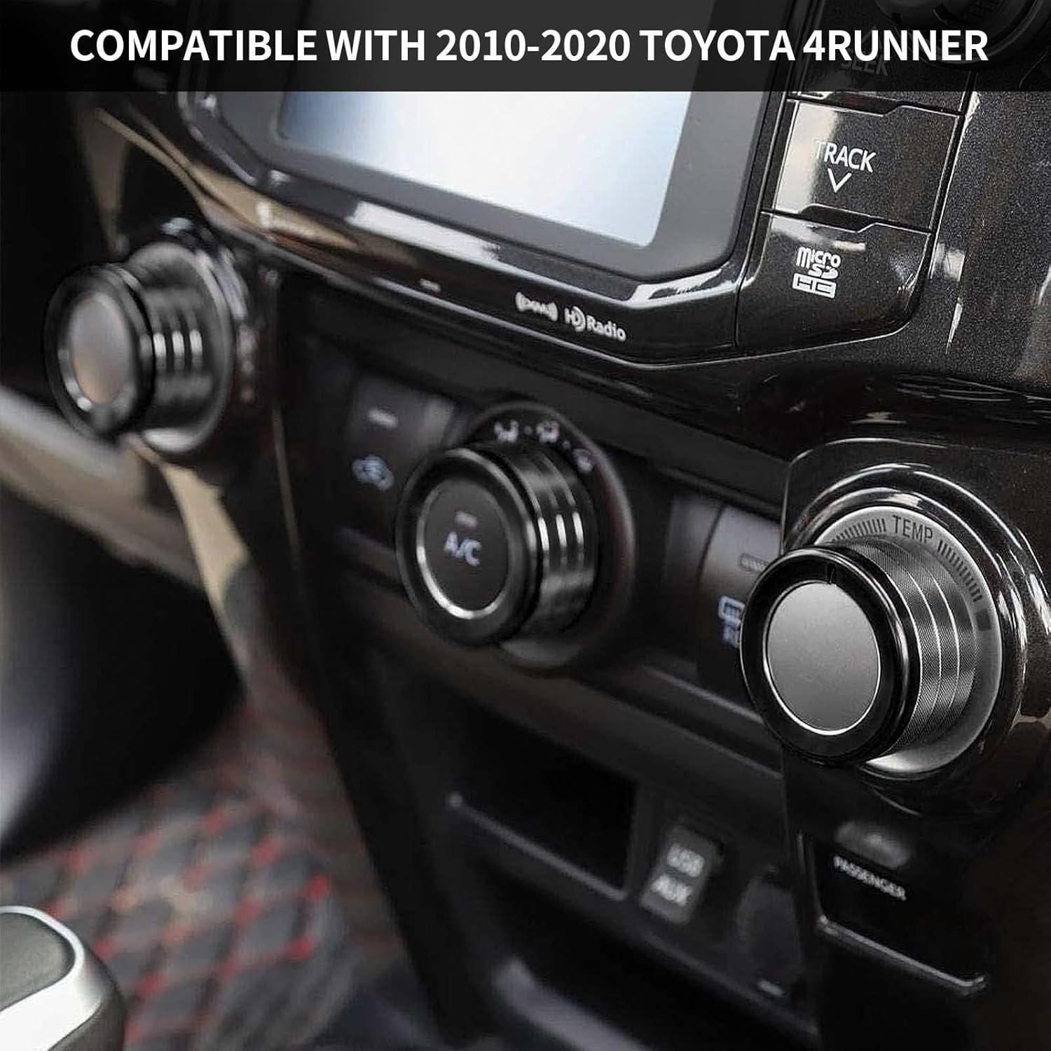 JeCar Air Conditioning Switch Knob Cover Aluminum Alloy Accessory Decoration Trim Compatible with Toyota 4Runner 2010-2020, Black, 3PCs