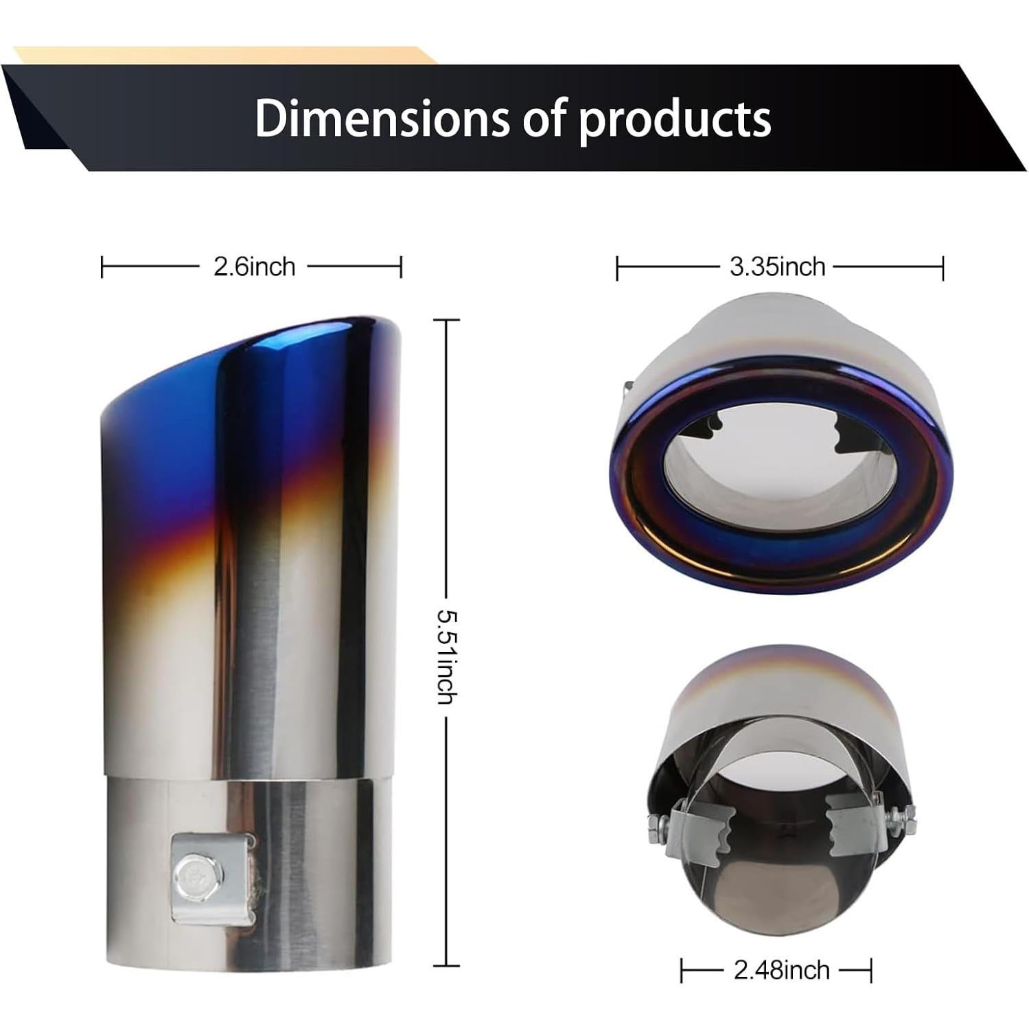 Tubería de Escape Recta UGSHY 13.97 cm x 6.35 cm Azul