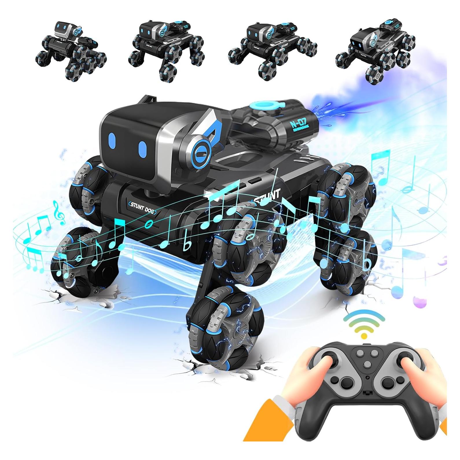 Coche Robot Perro RC Acrobático HatchHaven 28.4x17x14cm Gris