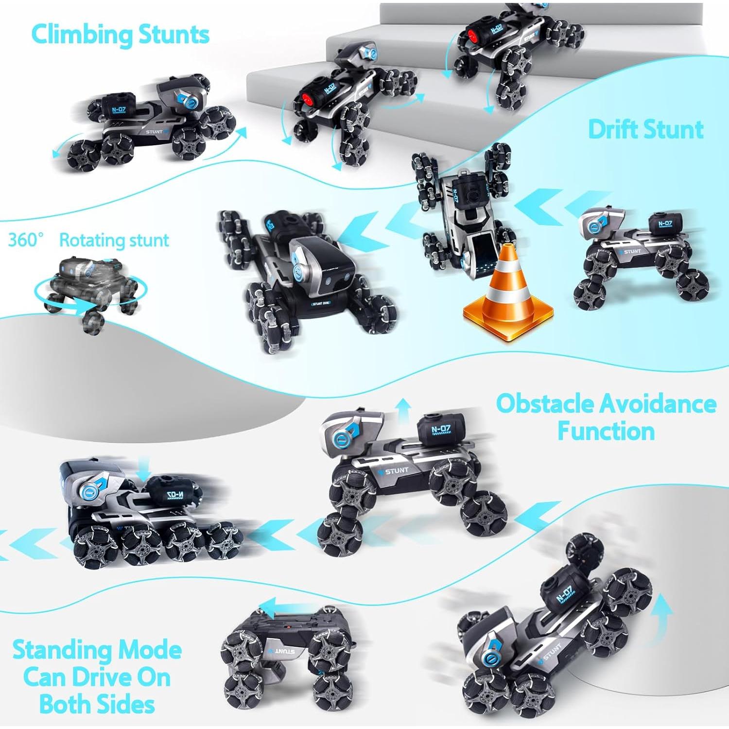 Coche Robot Perro RC Acrobático HatchHaven 28.4x17x14cm Gris