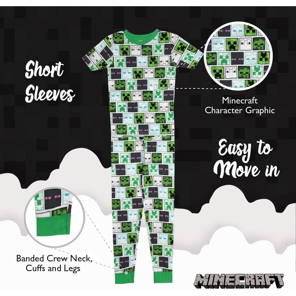 Conjunto de Pijamas Minecraft 4 Piezas Algodón Niños 6-12 Años