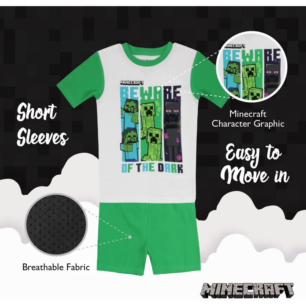 Conjunto de Pijamas Minecraft 4 Piezas Algodón Niños 6-12 Años