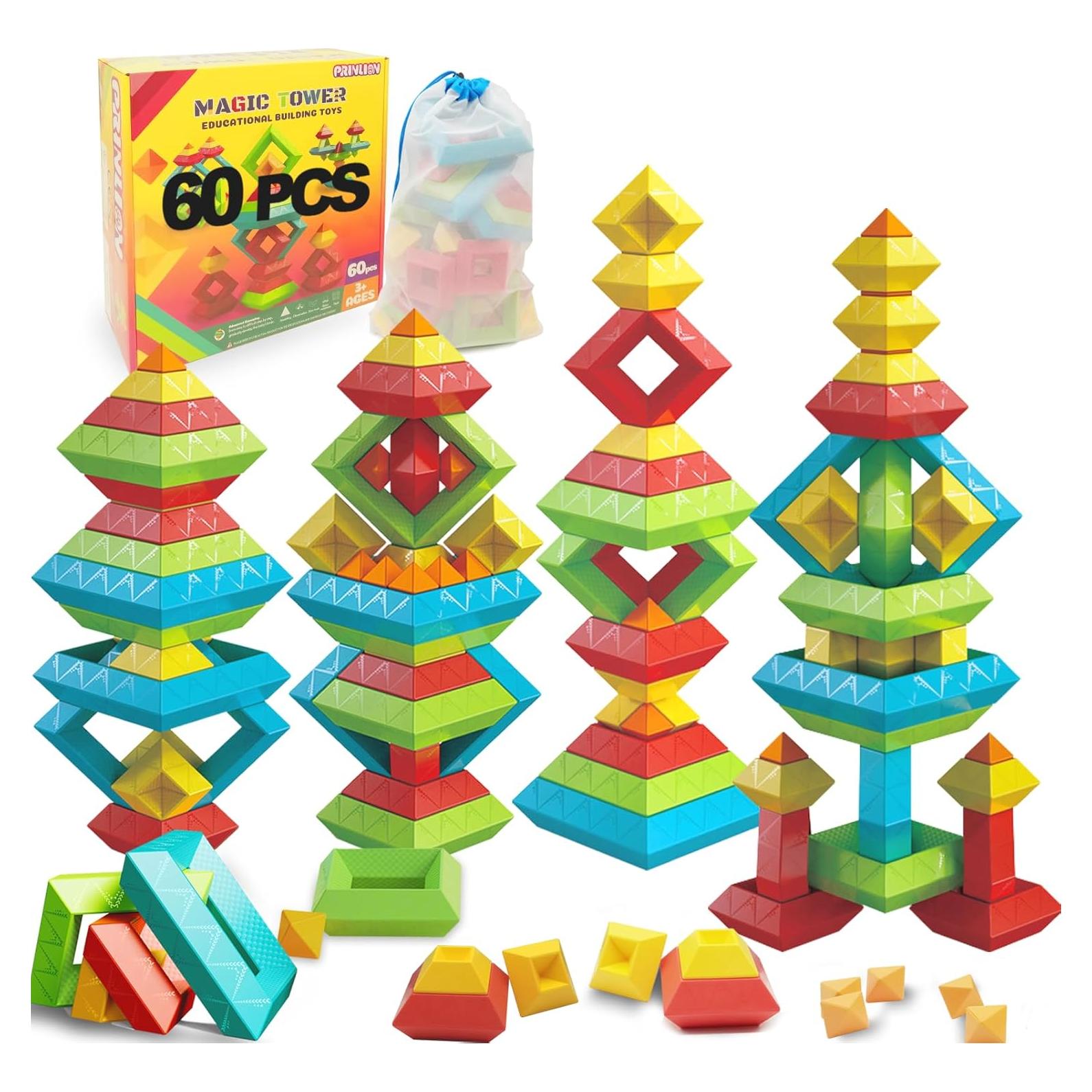 Juguetes Montessori 60 PCS Bloques Apilables Educativos