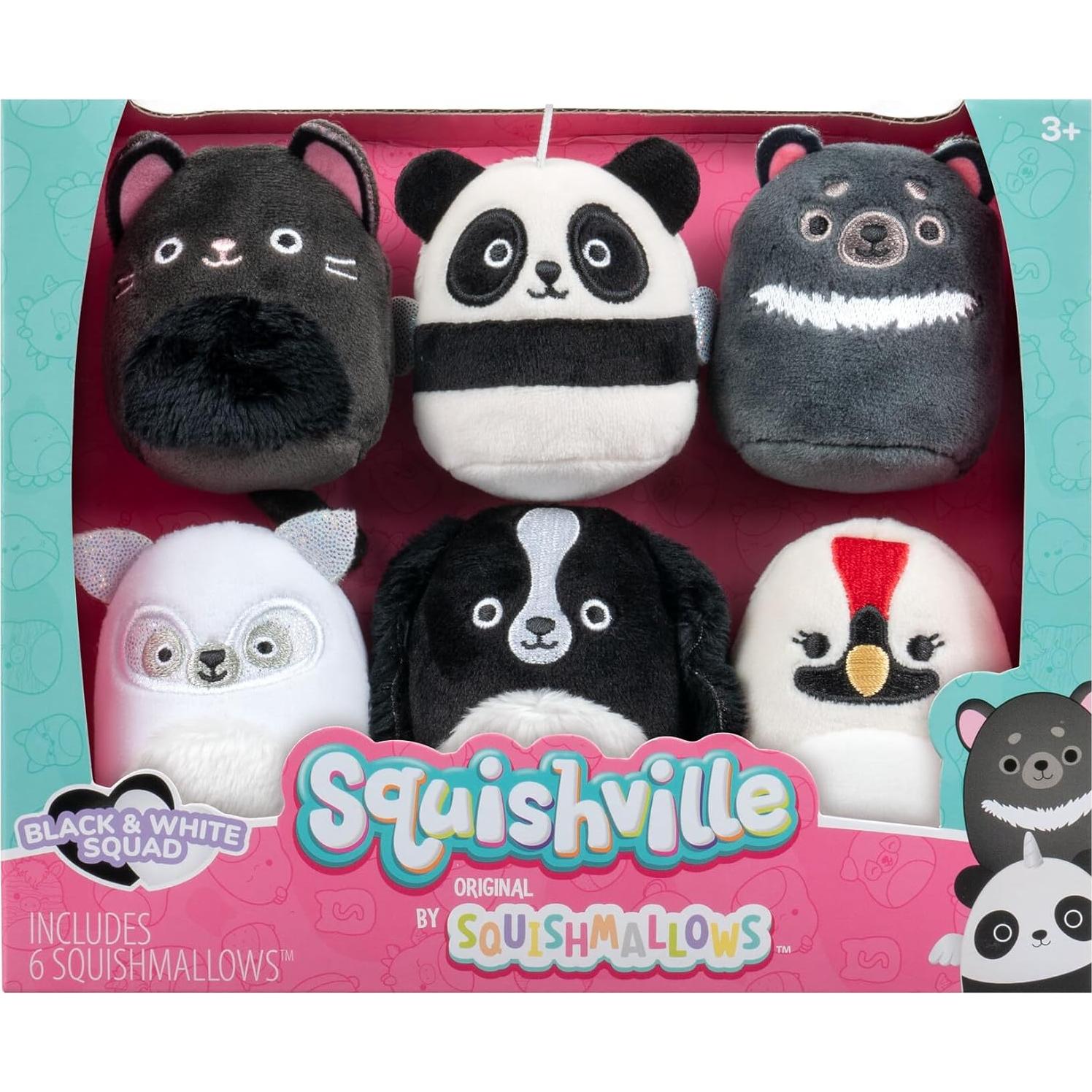 Squishmallows Escuadrón Negro y Blanco - 6 Peluches 5.08 cm