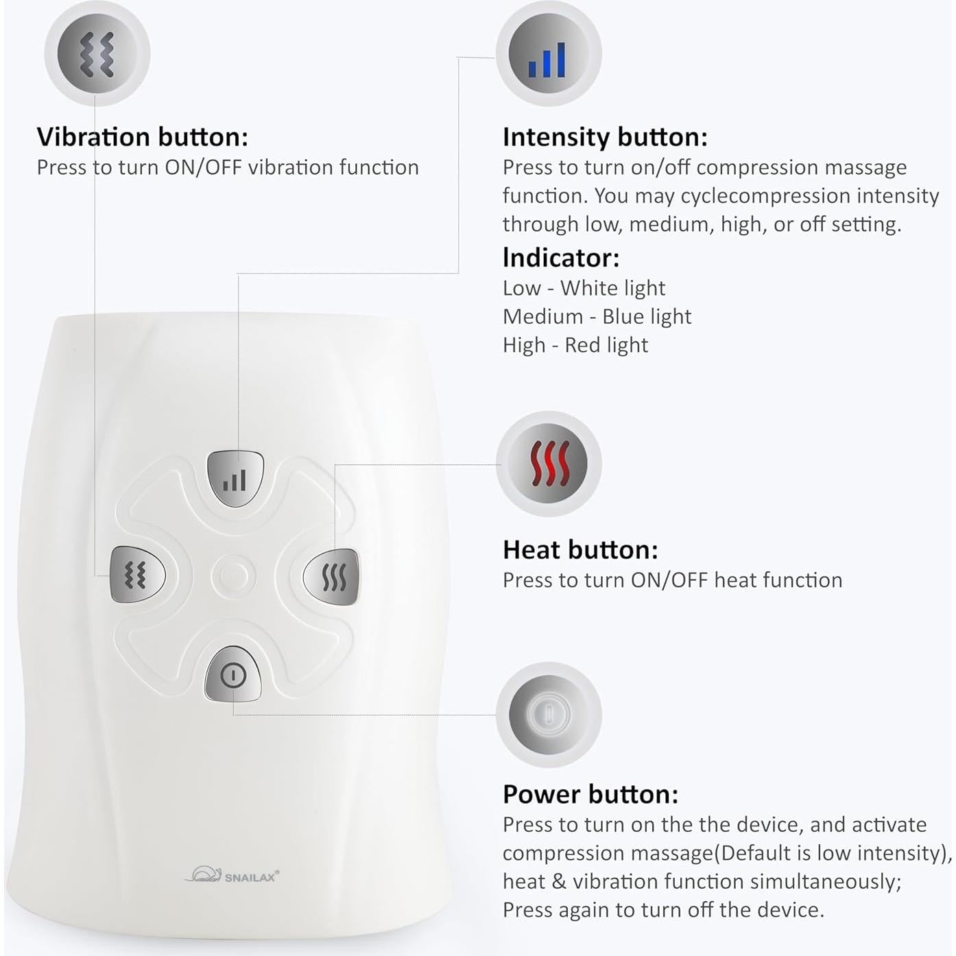 Masajeador de Mano Snailax SL489 Inalámbrico con Calor