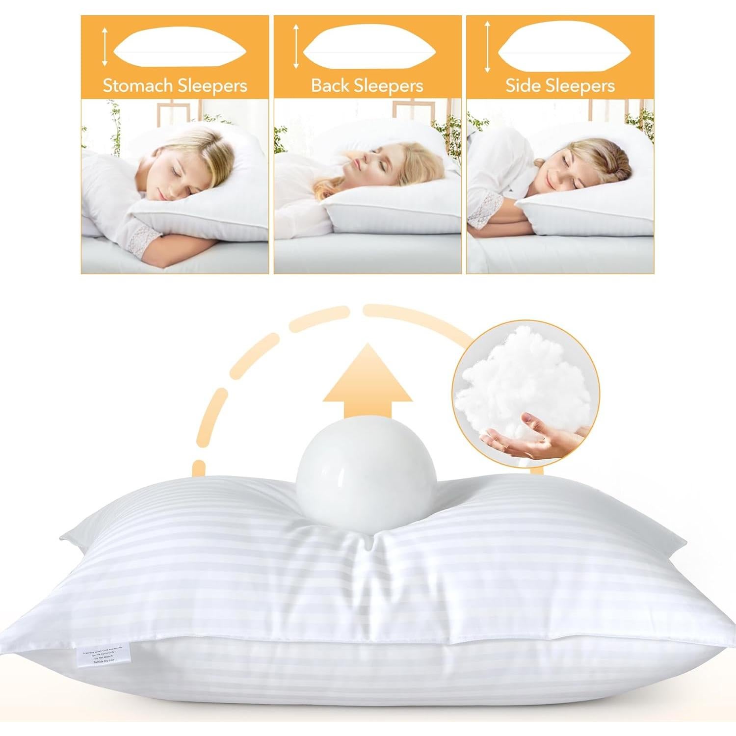 Juego de 2 Almohadas King Oubonun - Alternativa Plumas 50.8x91.4cm