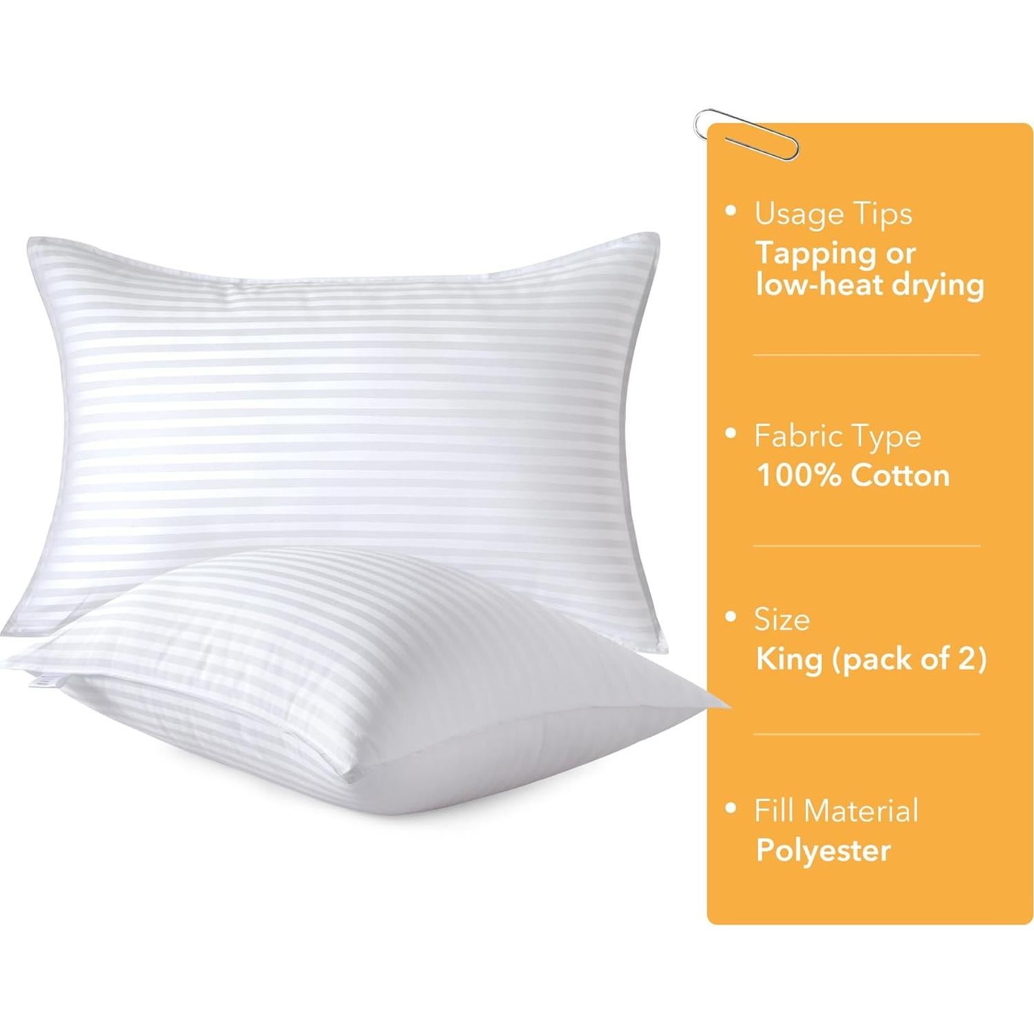 Juego de 2 Almohadas King Oubonun - Alternativa Plumas 50.8x91.4cm