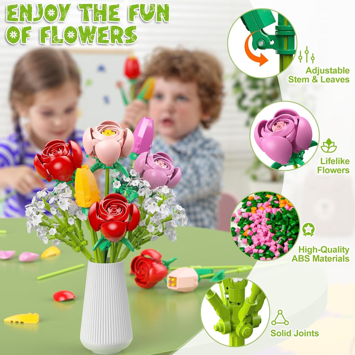 Juego de Construcción de Ramo de Flores Booyuer 680 Piezas