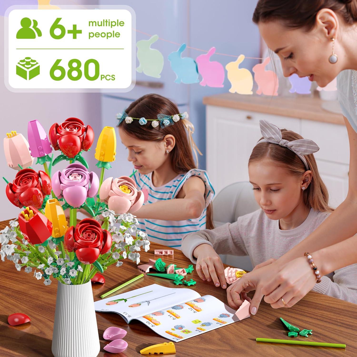 Juego de Construcción de Ramo de Flores Booyuer 680 Piezas