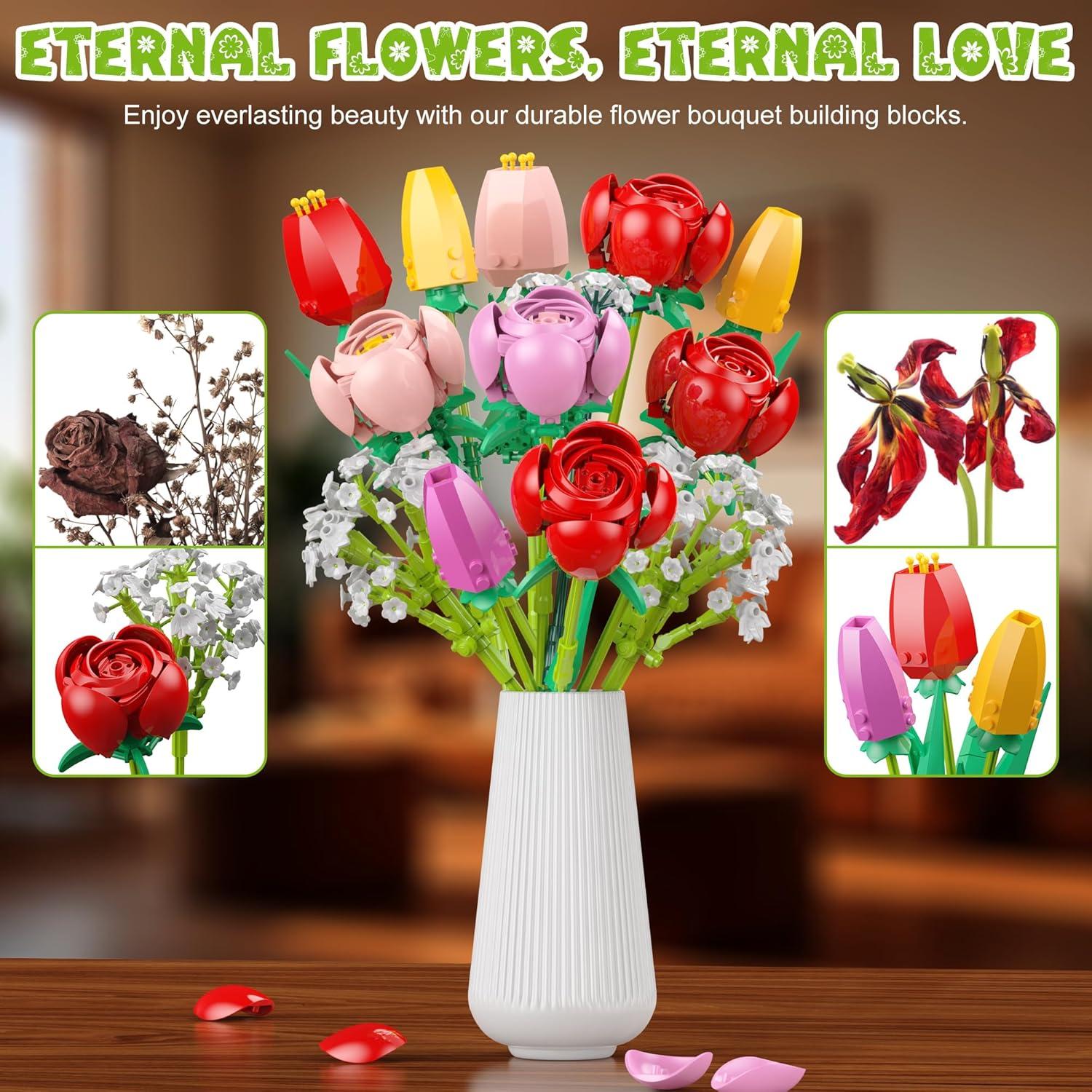 Juego de Construcción de Ramo de Flores Booyuer 680 Piezas