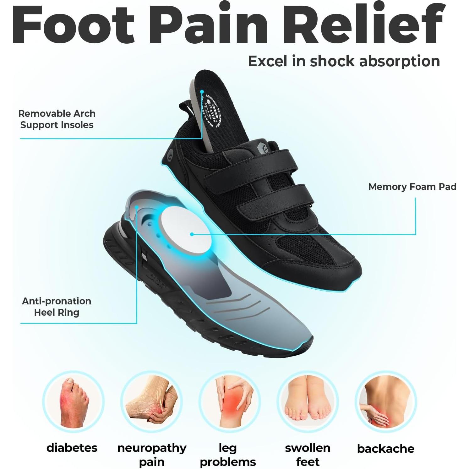 Zapatos de Caminata FitVille Núcleo Rebound V8 para Hombres 8 Ancho