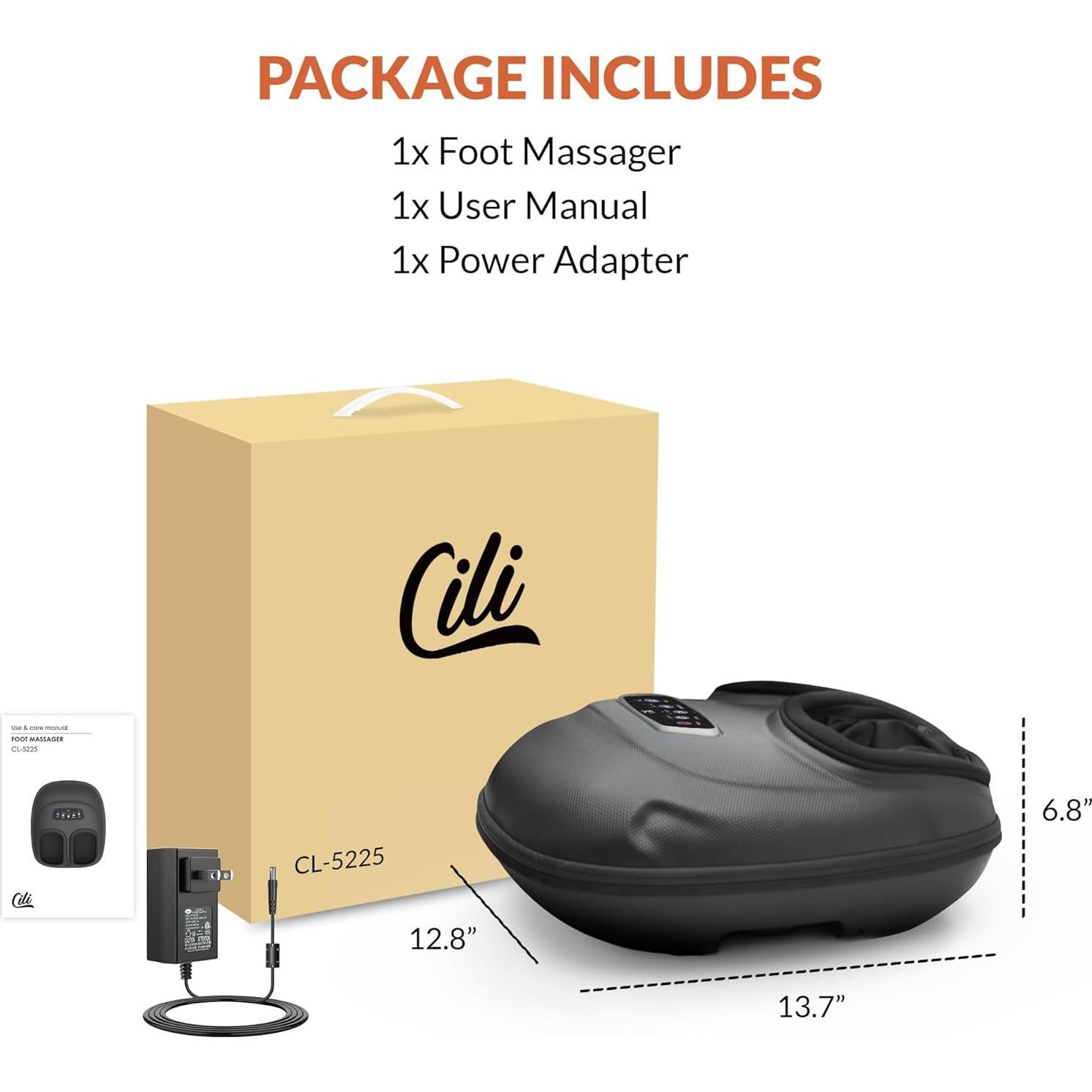 Masajeador de Pies CILI CL-5225 Shiatsu Calentado 3 Modos