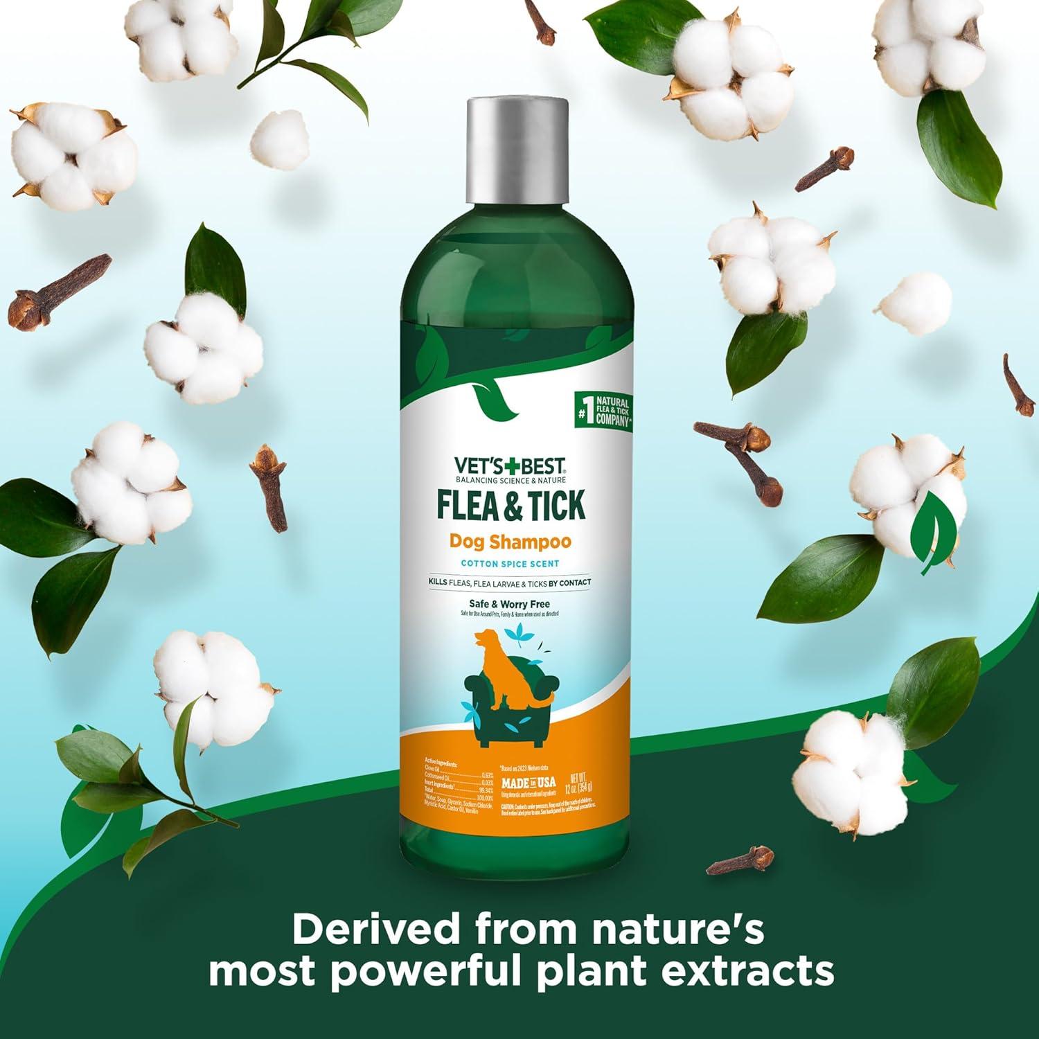 Champú Natural Vet's Best 355 ml para Perros contra Pulgas y Garrapatas