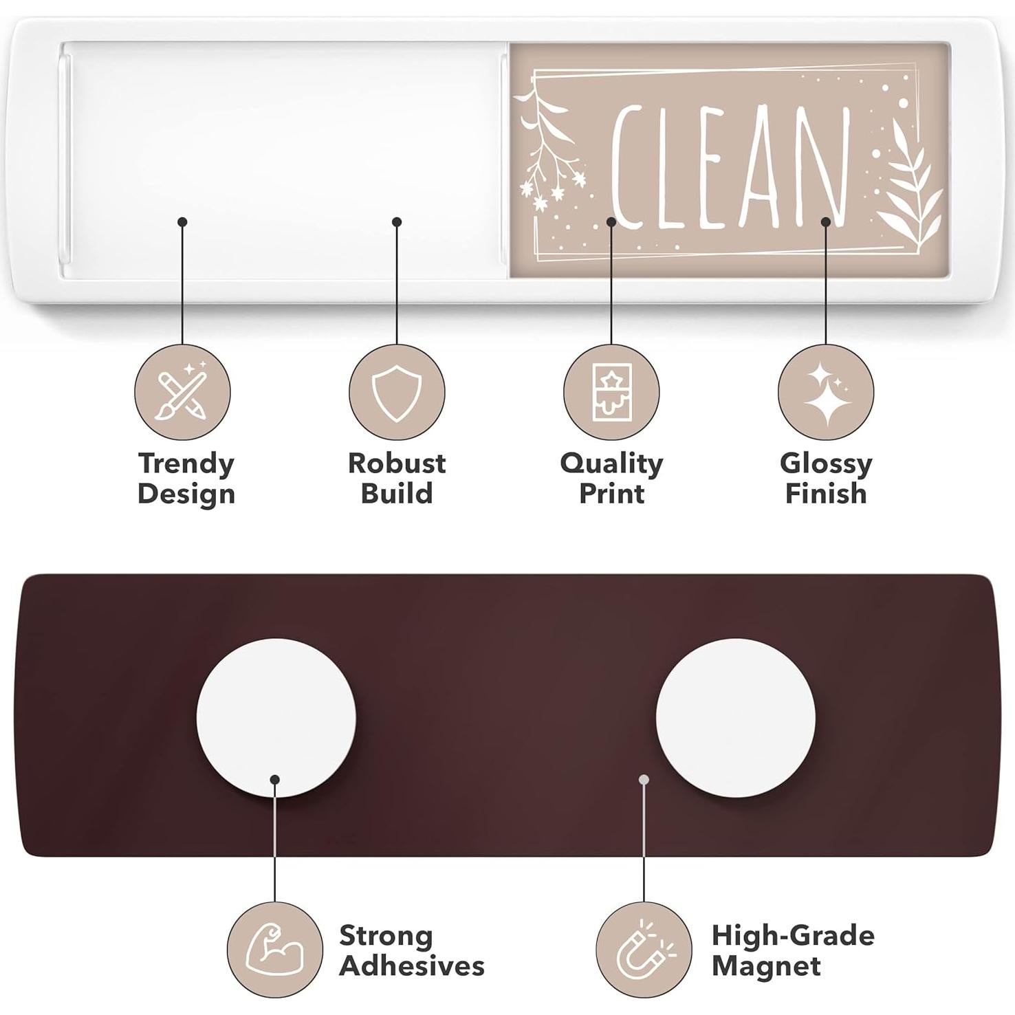 Imán de Lavavajillas Limpio Sucio Assured Signs 17.78x5.08cm