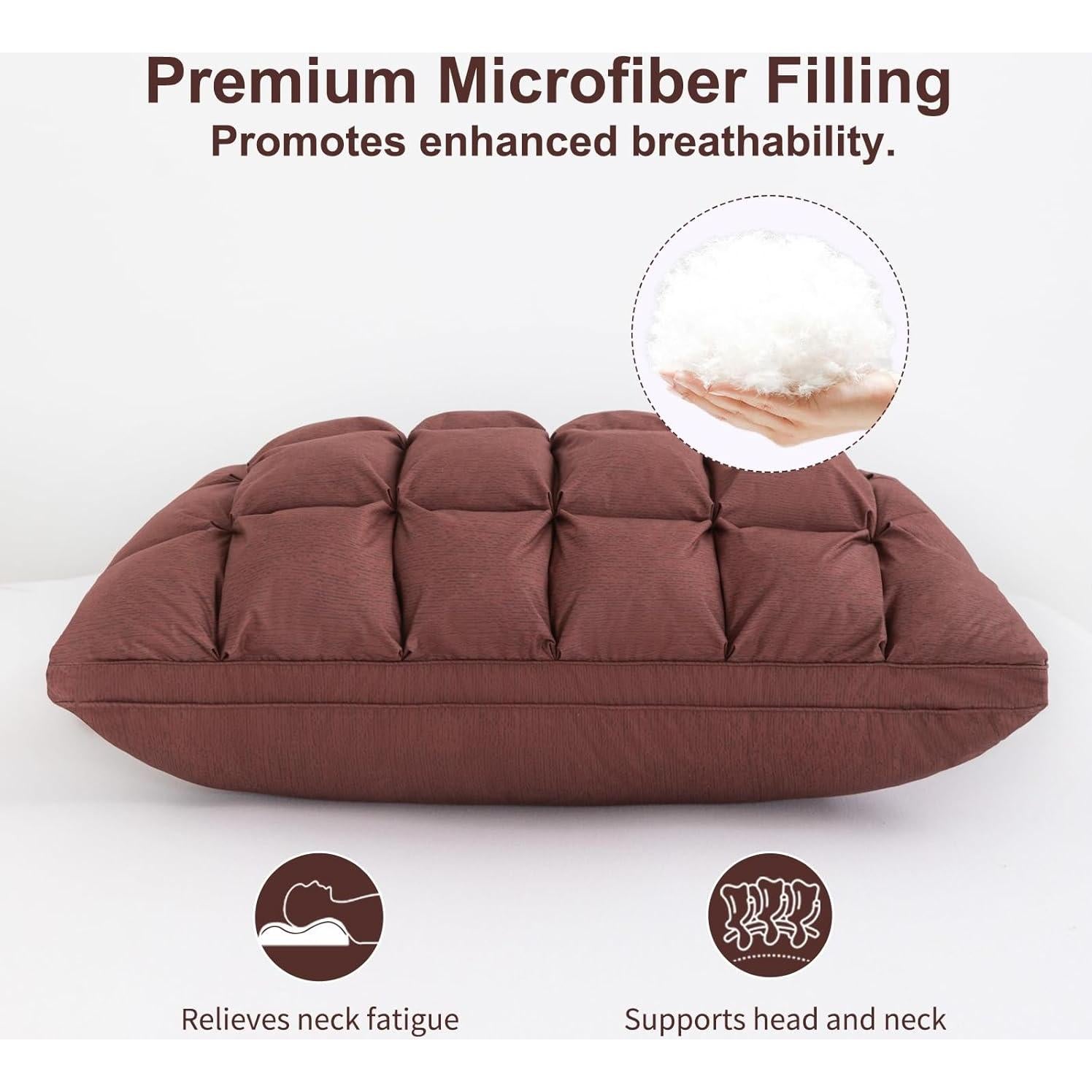 Almohada de Cama TU LUNA Estándar 66x51 cm Suave Marrón