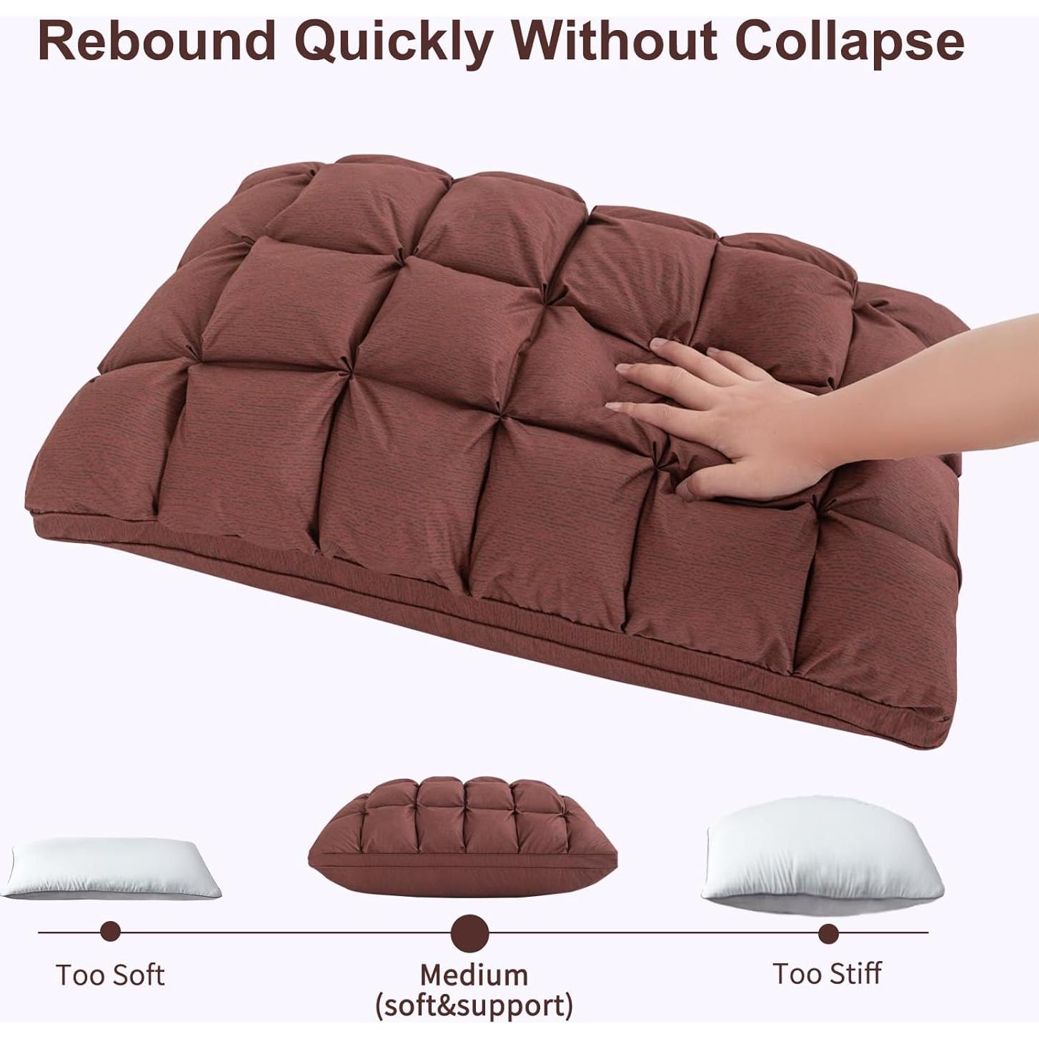 Almohada de Cama TU LUNA Estándar 66x51 cm Suave Marrón