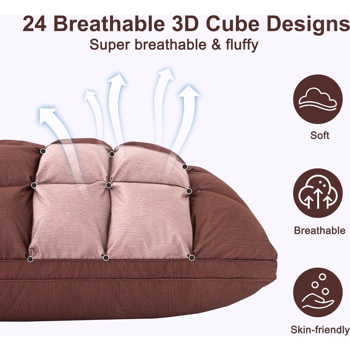 Almohada de Cama TU LUNA Estándar 66x51 cm Suave Marrón