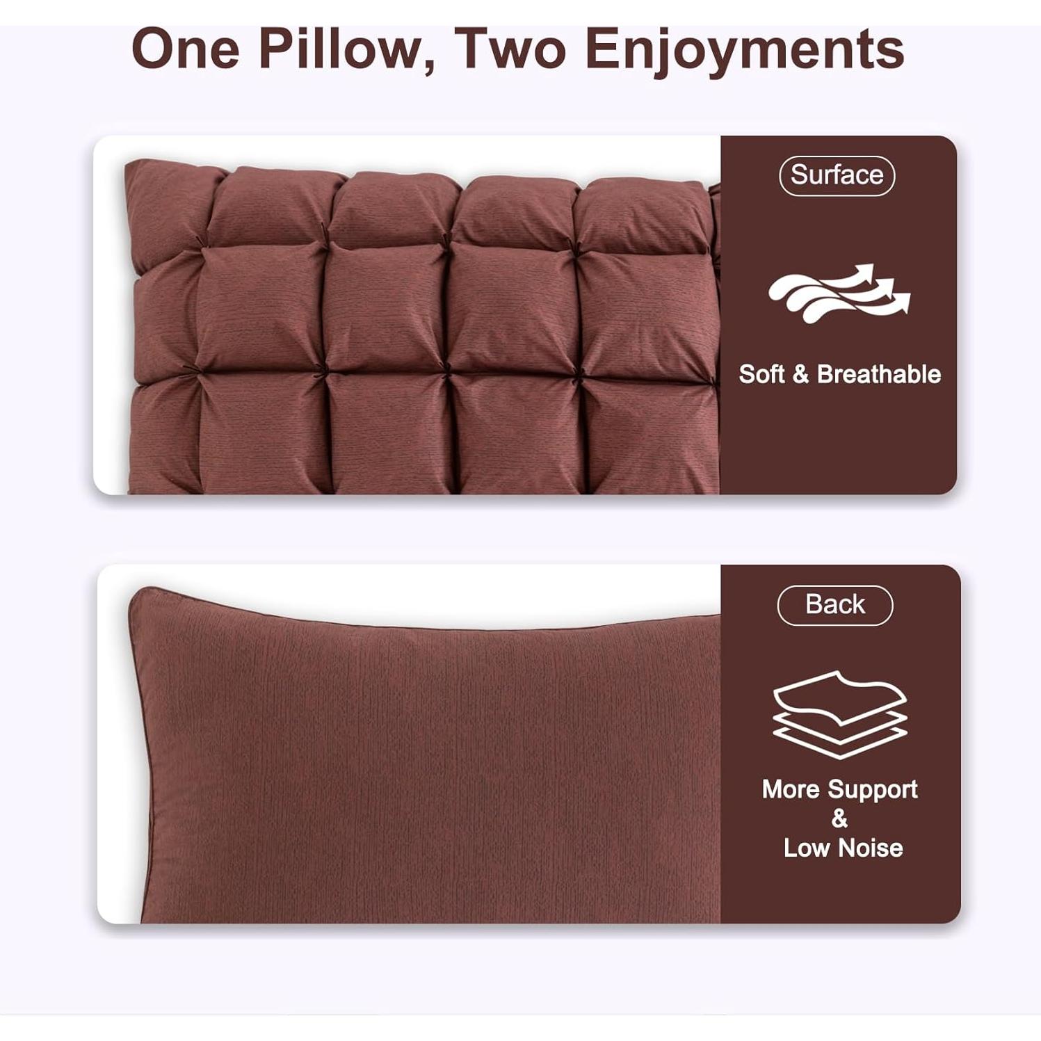 Almohada de Cama TU LUNA Estándar 66x51 cm Suave Marrón