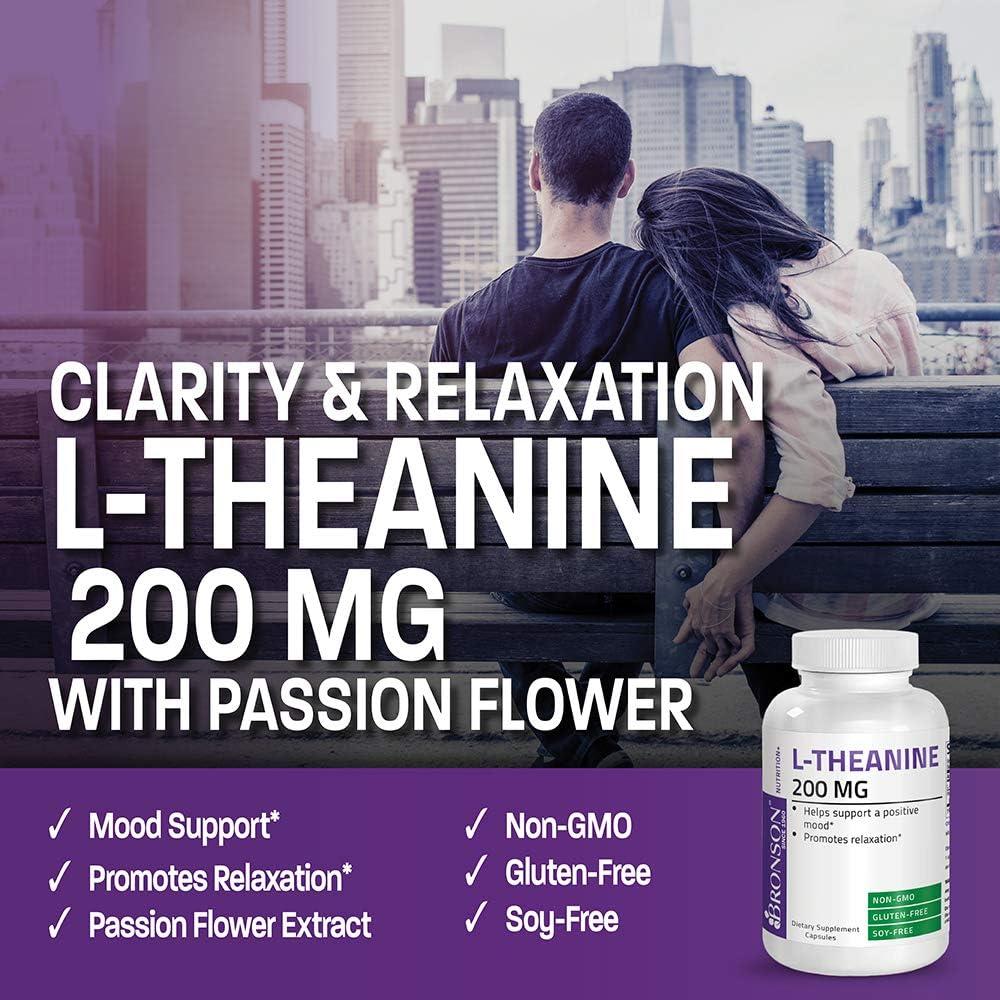 Suplemento Bronson L-Theanine 200mg con Flor de Pasión 120 Cápsulas