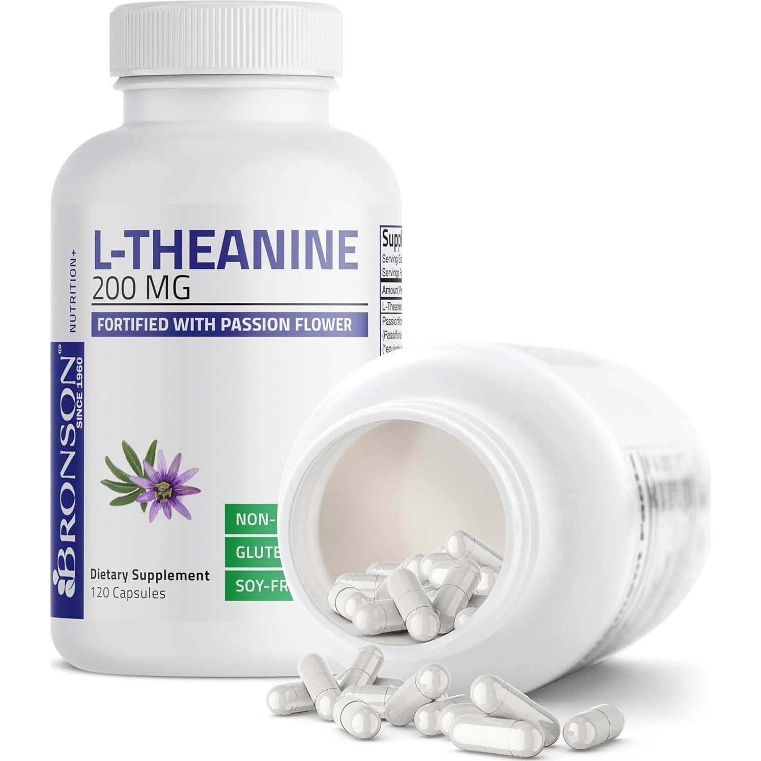 Suplemento Bronson L-Theanine 200mg con Flor de Pasión 120 Cápsulas