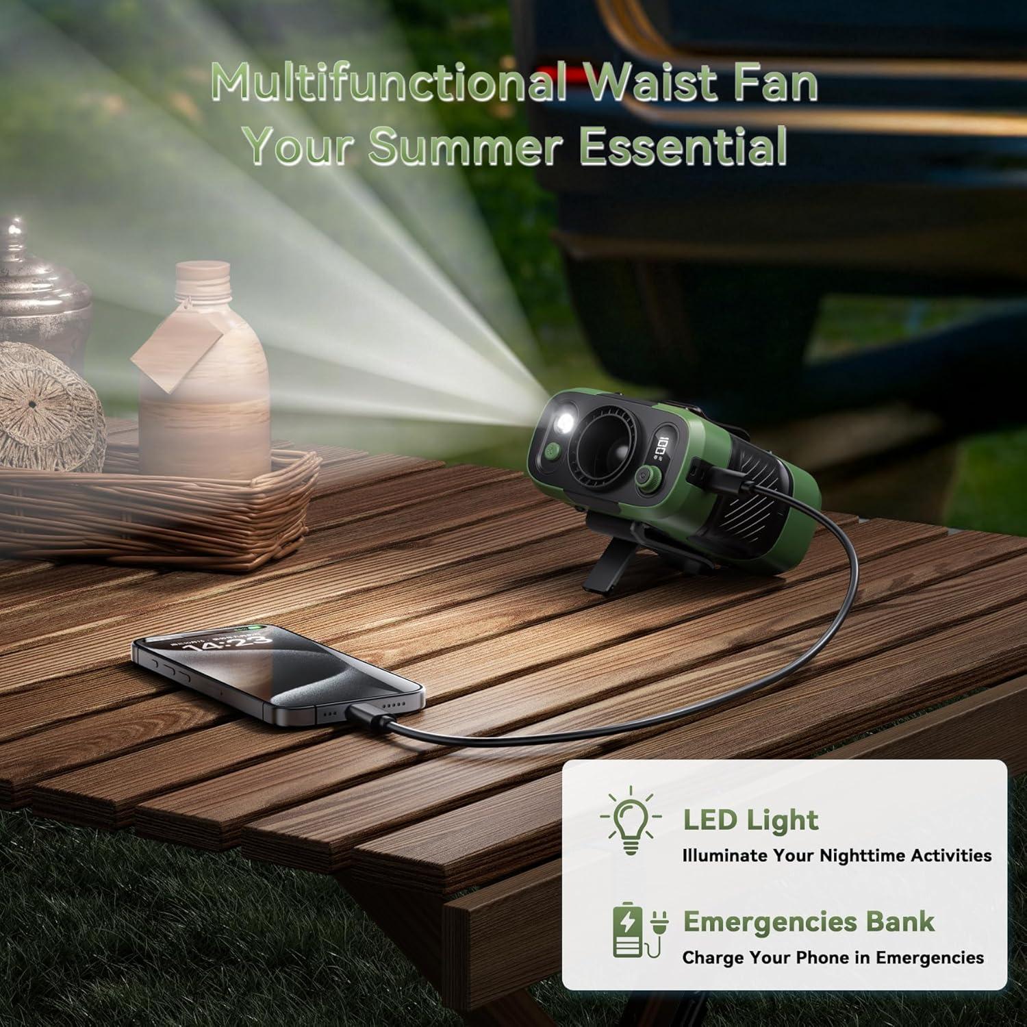 Ventilador de Cintura Portátil Guffawz YS01 Verde 100 Velocidades