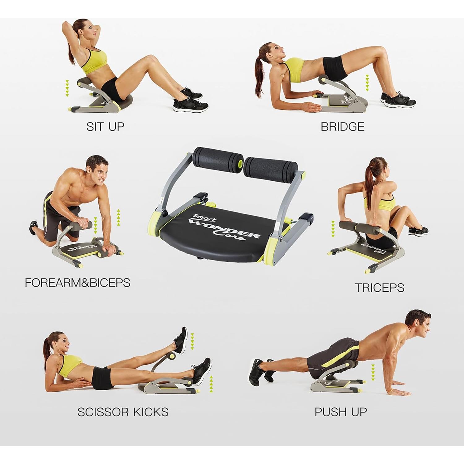 Máquina de Abdominales Wonder Core WCS-612 Verde - Entrenador Multifuncional