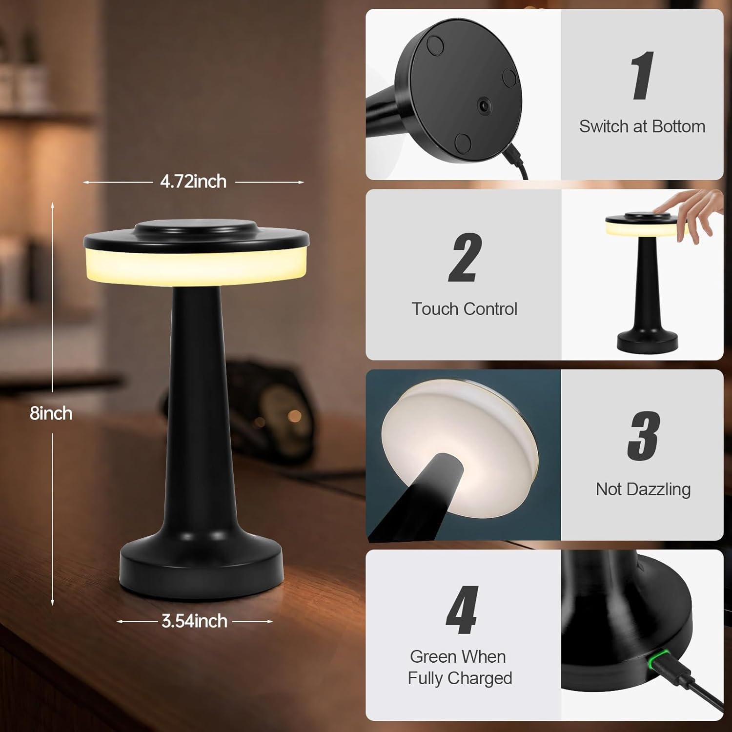 Lámpara de Mesa Inalámbrica SUNLIGTGO LED 3 Colores 3000mAh