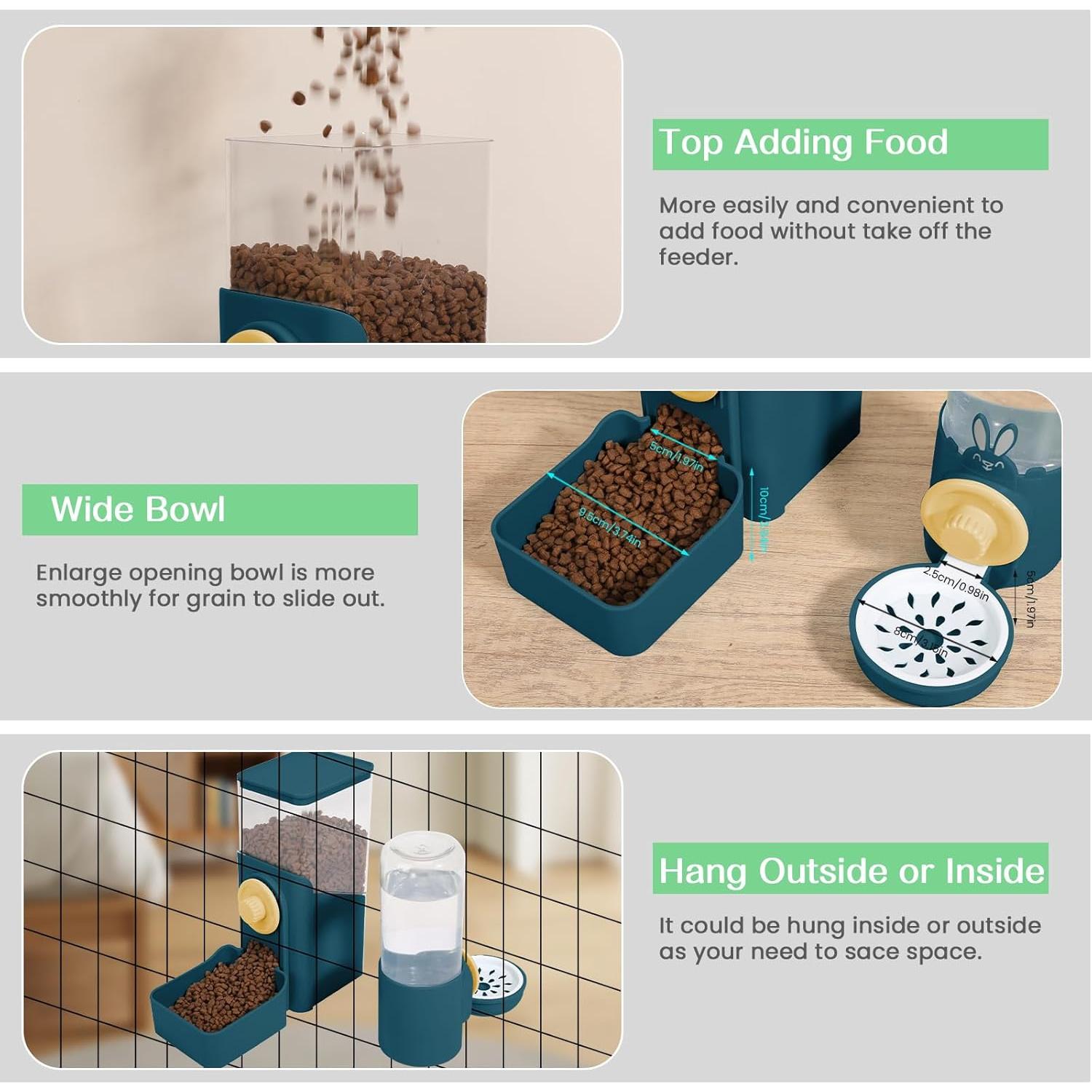 Dispensador Automático de Comida y Agua Hugyou 1400ml Azul