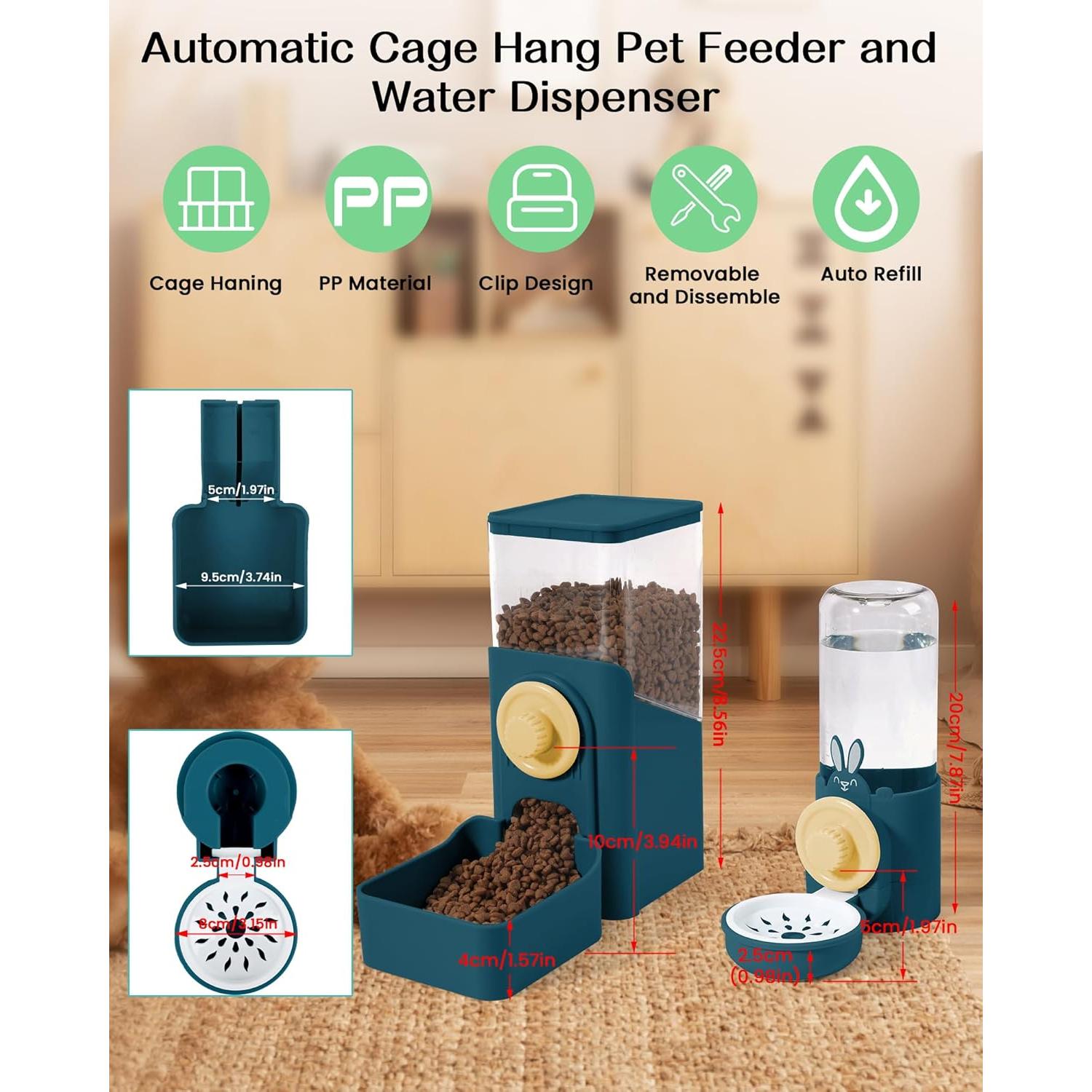 Dispensador Automático de Comida y Agua Hugyou 1400ml Azul