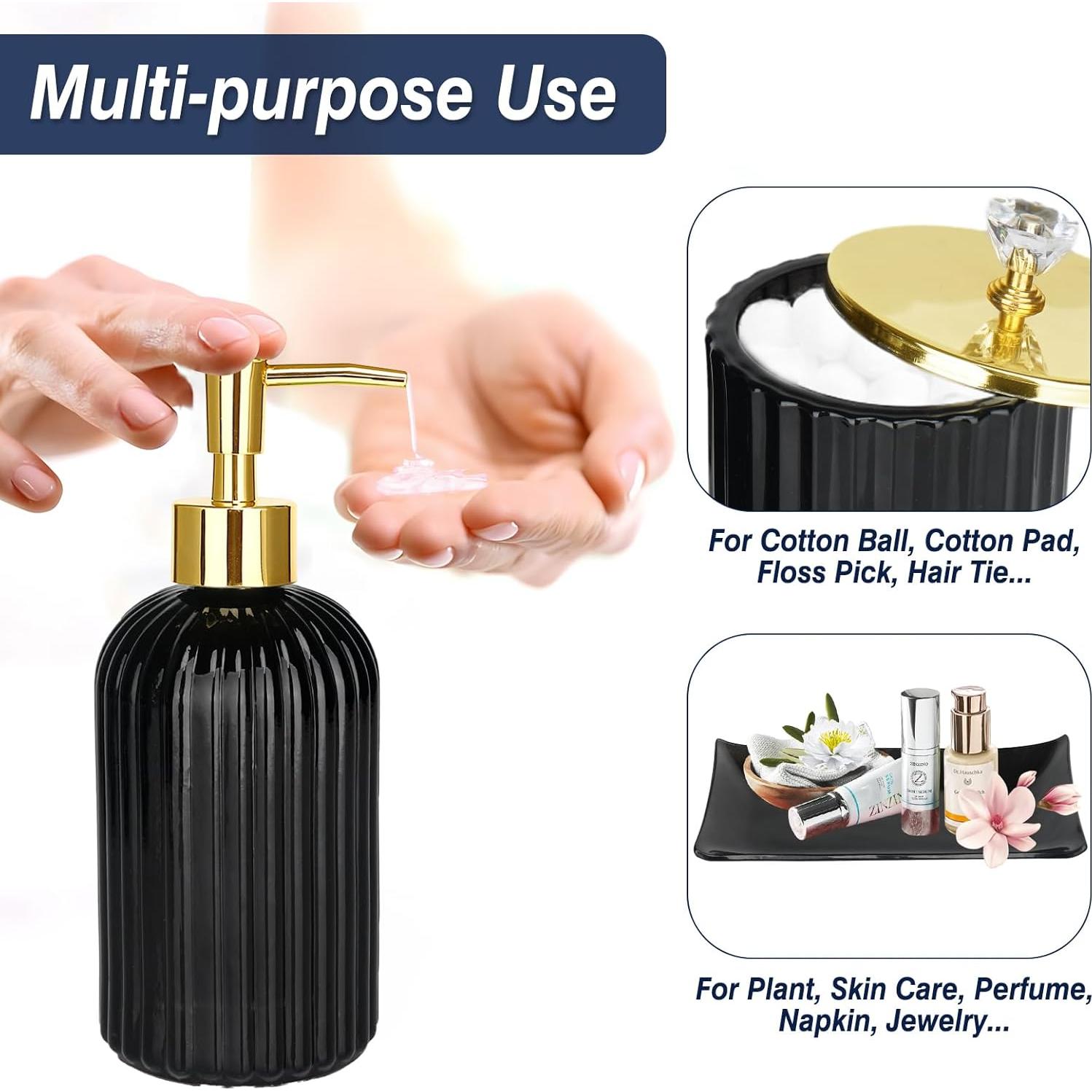 Juego de Accesorios de Baño Jenseits 4 Piezas Vidrio Negro