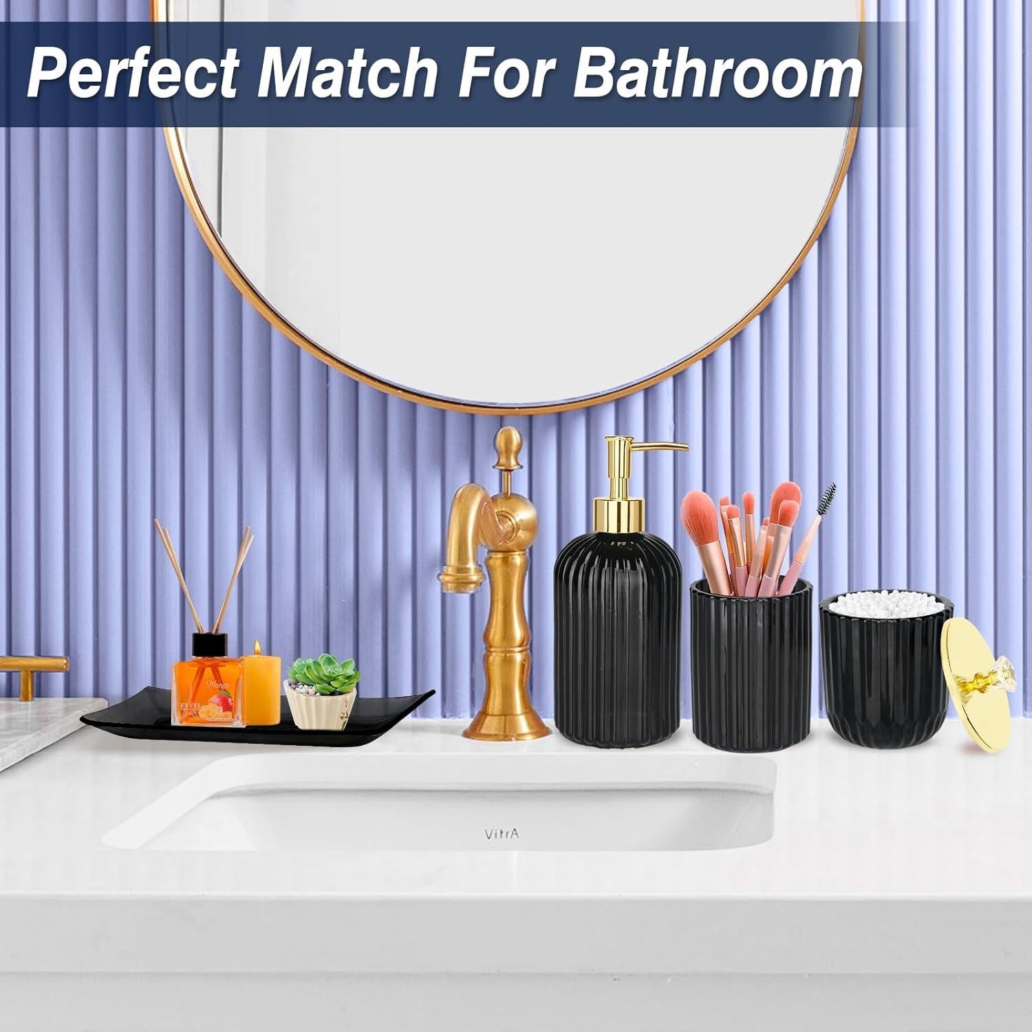 Juego de Accesorios de Baño Jenseits 4 Piezas Vidrio Negro
