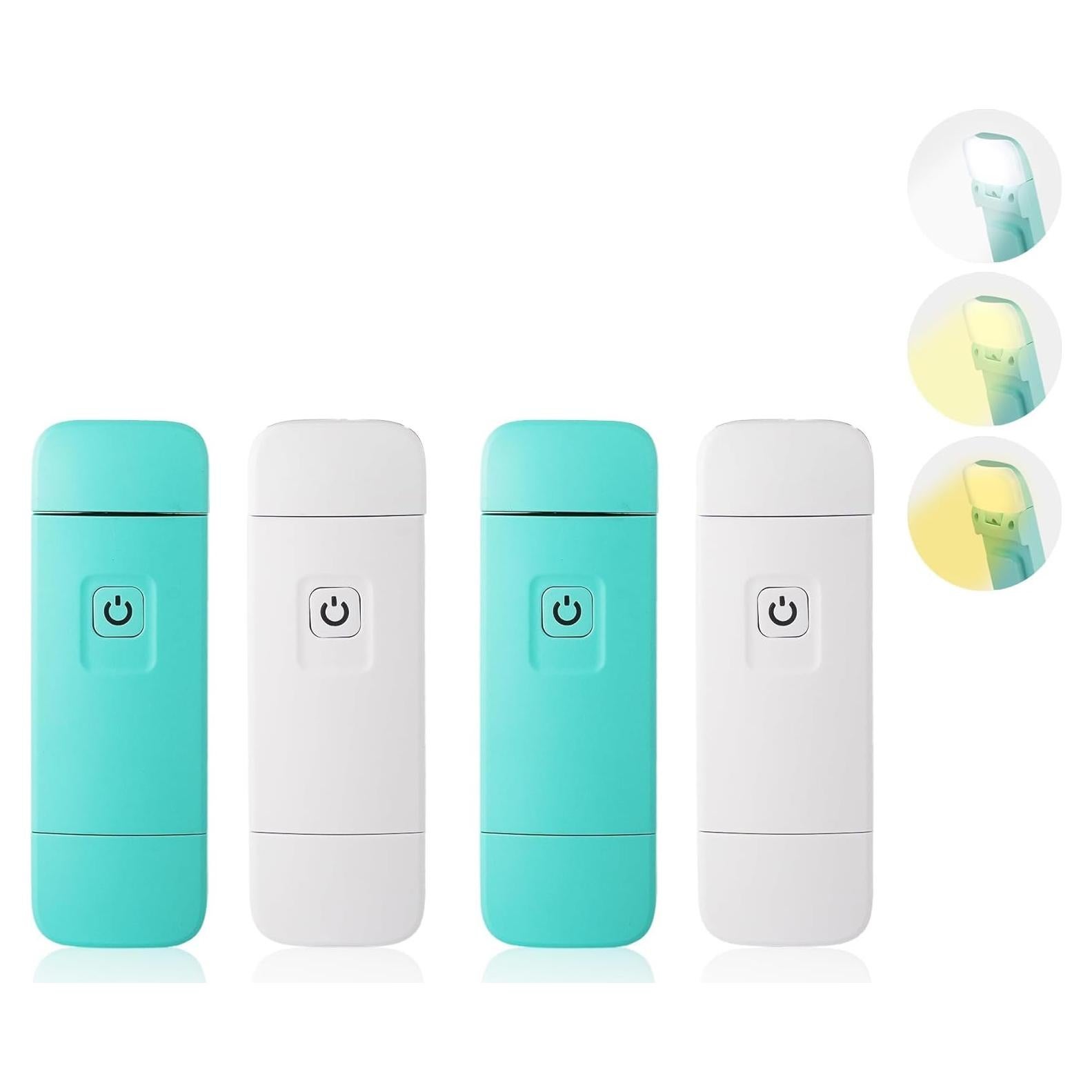 Luz de Libro LED Recargable USB KunHe - 4 Paquetes, 3 Modos