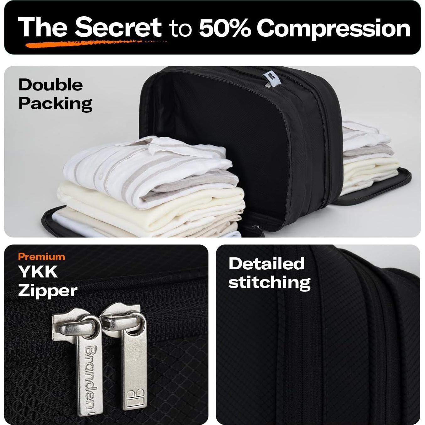 Cubo de Compresión Branden X-Large Negro - Organizador de Equipaje