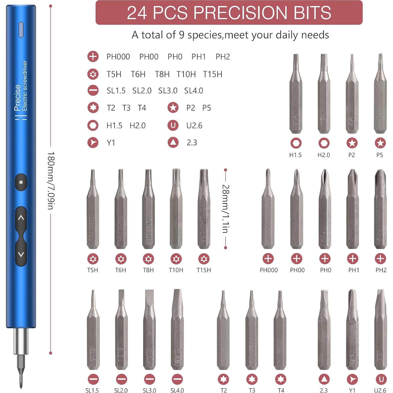 Destornillador Eléctrico Inalámbrico LOFICOPER 28 en 1 Azul