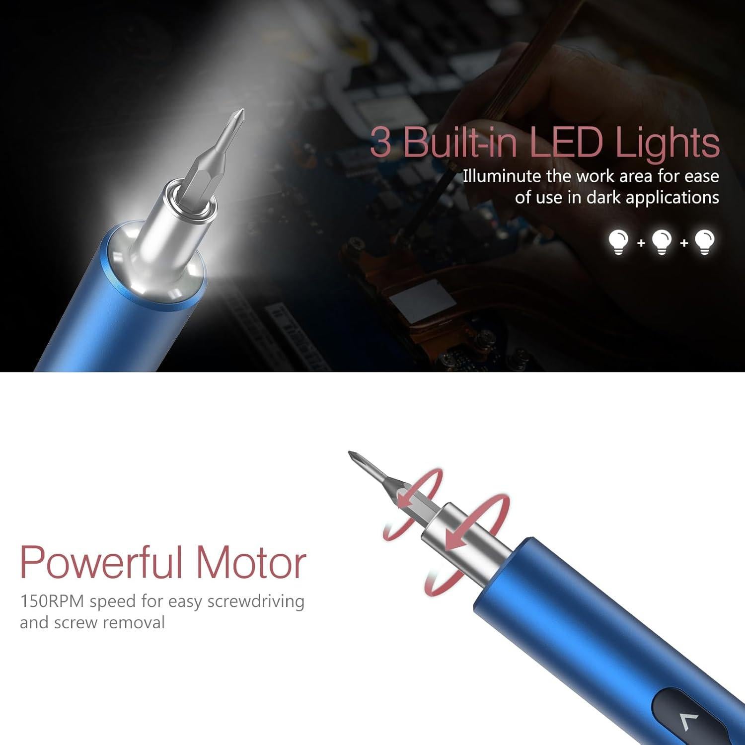 Destornillador Eléctrico Inalámbrico LOFICOPER 28 en 1 Azul