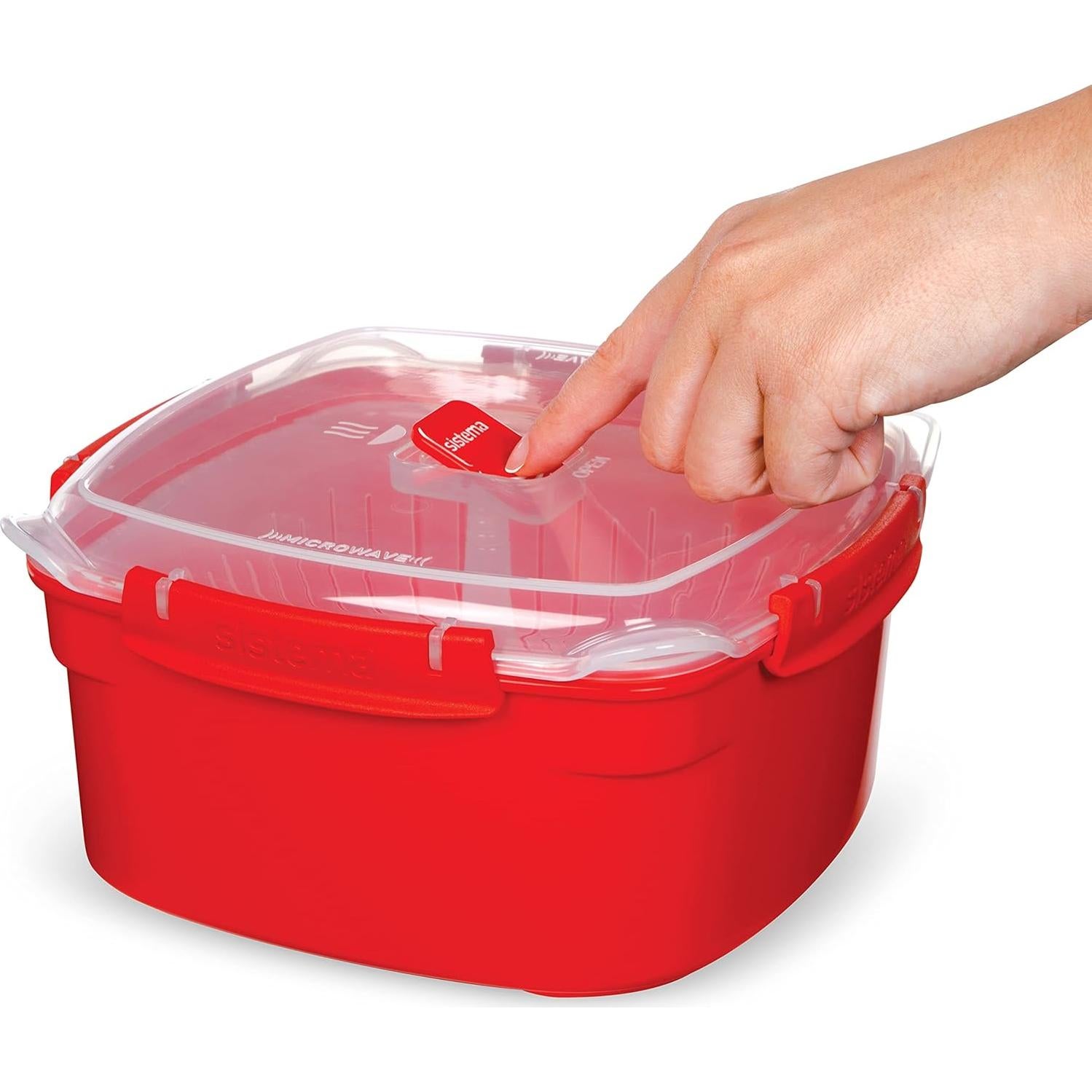 Vaporera Microondas Sistema 2.4L Roja, Mediana, BPA Free