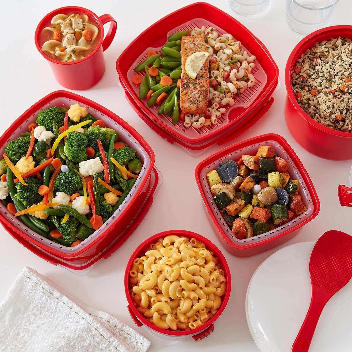 Vaporera Microondas Sistema 2.4L Roja, Mediana, BPA Free